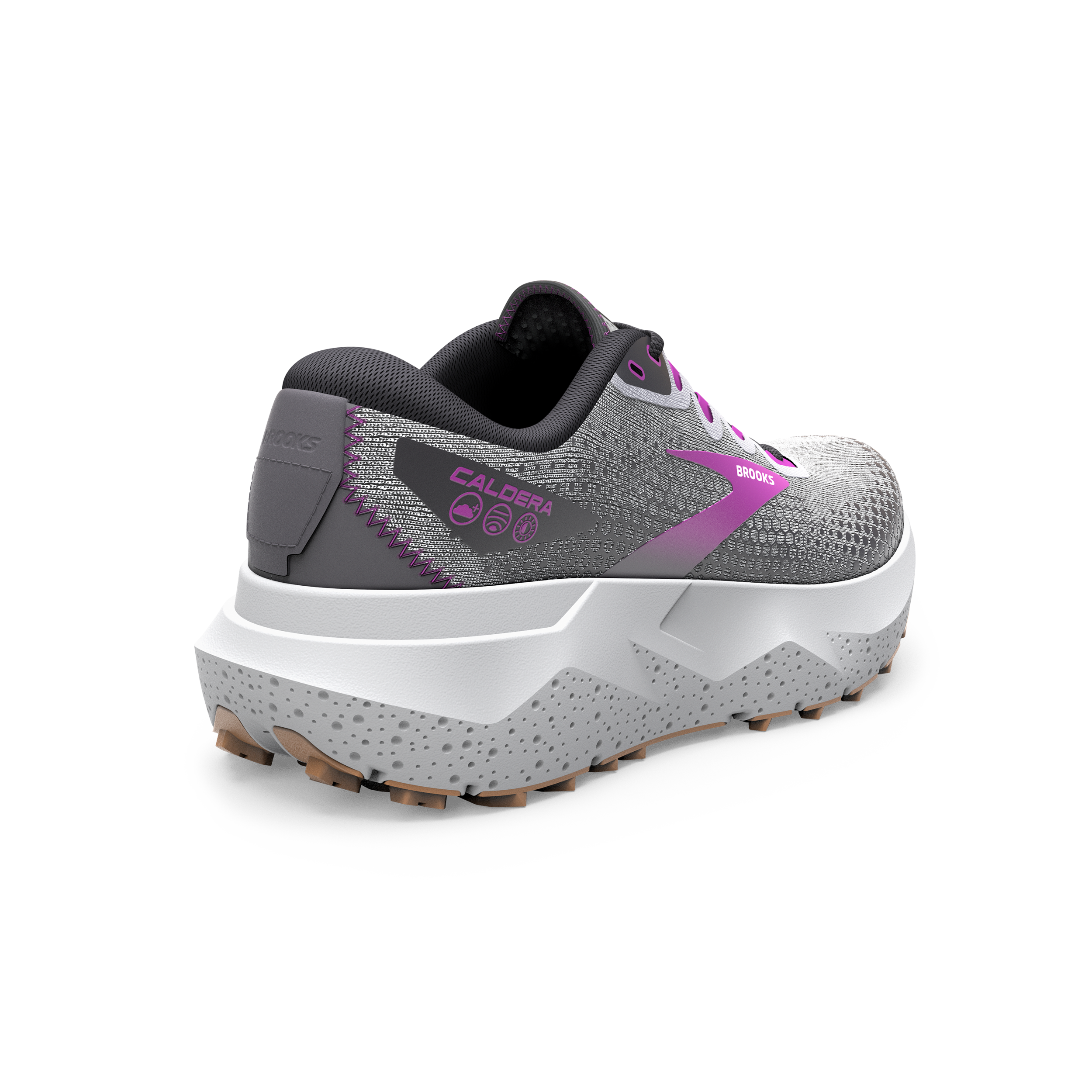Brooks Caldera 6 Women's Trail Running Shoes (B Width) - Oyster/Blackened Pearl/Purple | Lightweight Cushioned for Hiking, Jogging & Outdoor Adventures