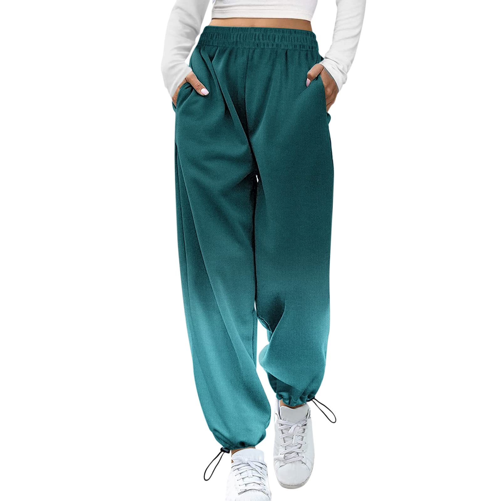 Women's Athletic Jogger Sweatpants with Pockets - Printed Sporty Fit Trousers for Workout, Running & Office Wear