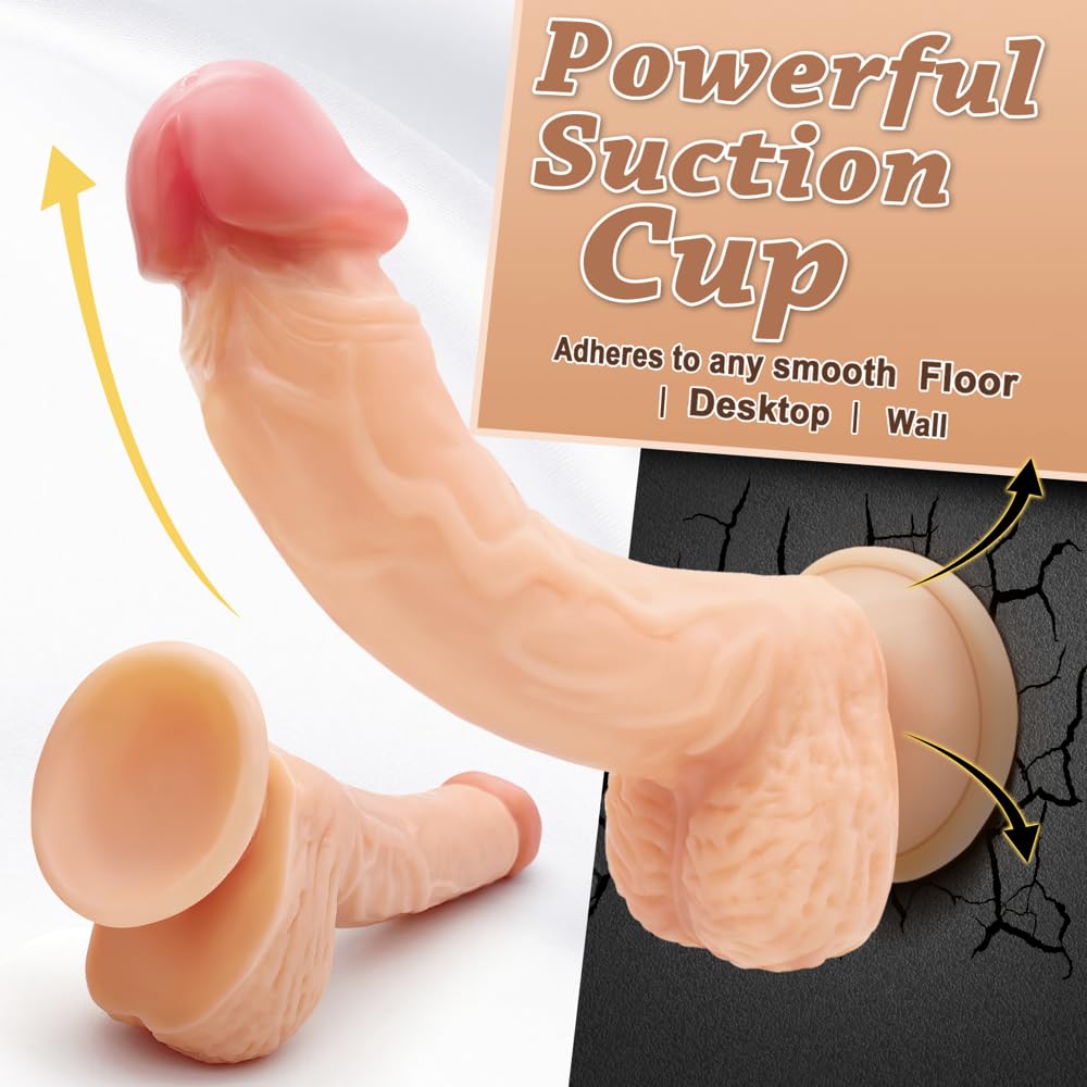 8.3 Inch Realistic Skin-Like Dildo - Body-Safe Silicone G-Spot Stimulator with Strong Suction Cup for Hands-Free Play - Perfect for Women, Men & Couples - Great for Beginners & Solo/Bedroom Use