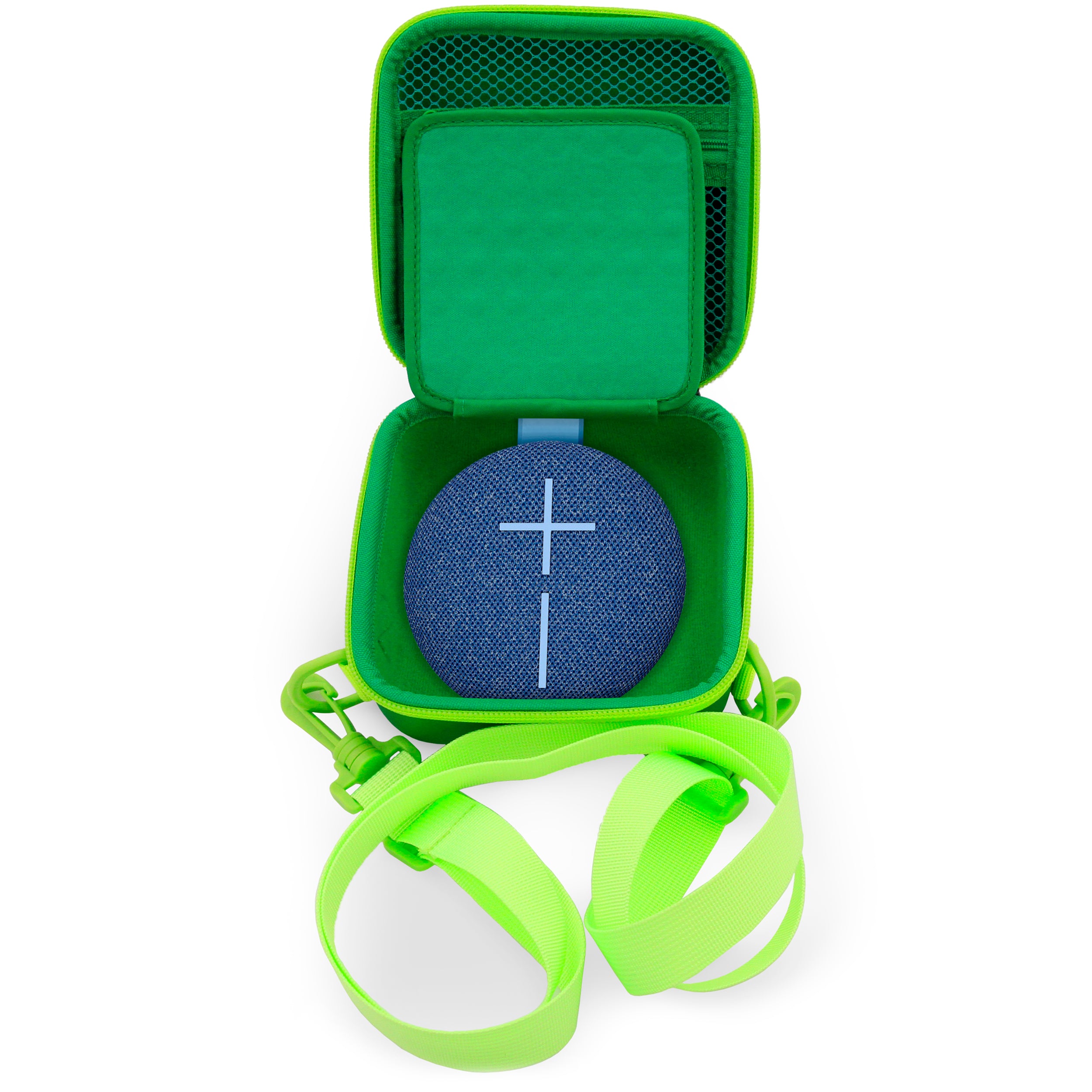 CASEMATIX Waterproof Travel Case for Ultimate Ears MINIROLL Bluetooth Speaker - Portable Protective Storage Bag with Charging Cable Pocket (Green) - Perfect for Outdoor Adventures, Travel & Beach Use