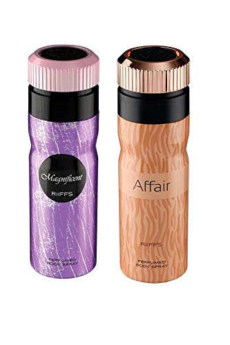 Riiffs MAGNIFICENT & AFFAIR Perfume Deodorant Spray Set - 2 x 200ml (4.2oz) Long Lasting Fragrance for Men & Women | Perfect for Daily Use, Office, Date Night & Special Occasions