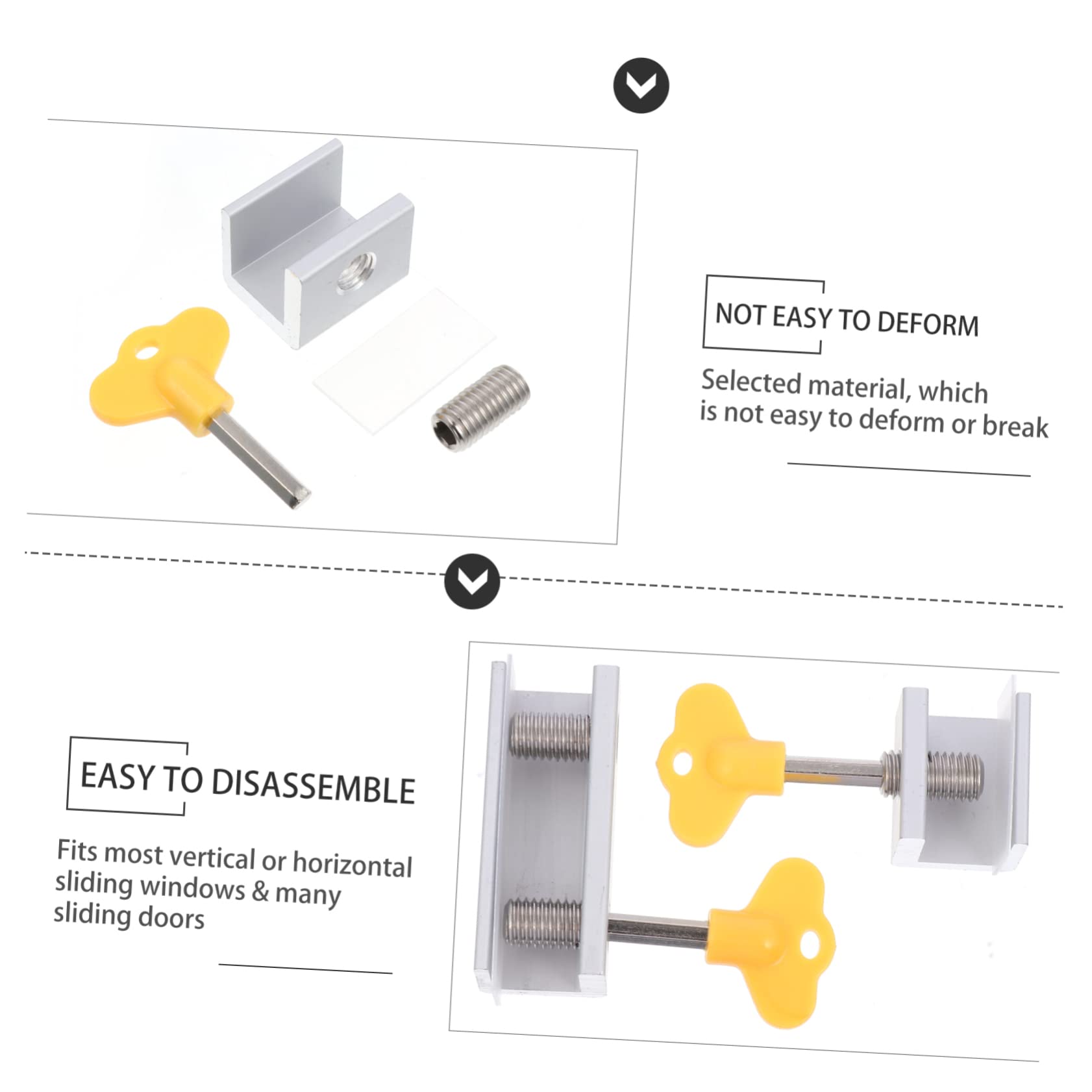 FOYTOKI 4-Piece Sliding Window Lock Set with Key - Home & Office Security, Child Safety, Anti-Theft Protection - Easy No-Tool Installation for Windows, Doors, Balconies & Patios
