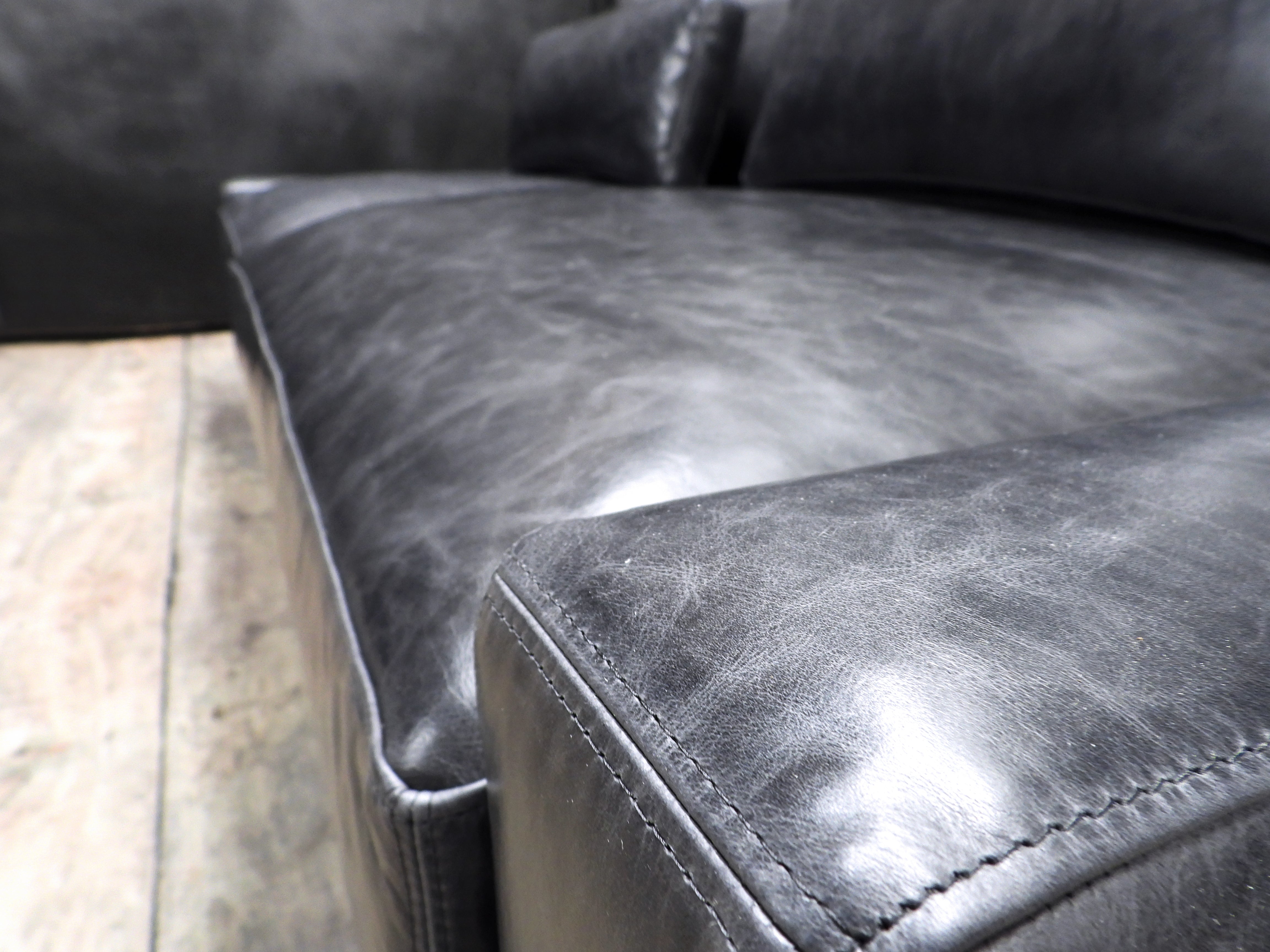 Modern Leather Sofa - ITALIA SLOPE Genuine Leather Couch for Living Room, Lounge & Office - Comfortable & Stylish Contemporary Furniture