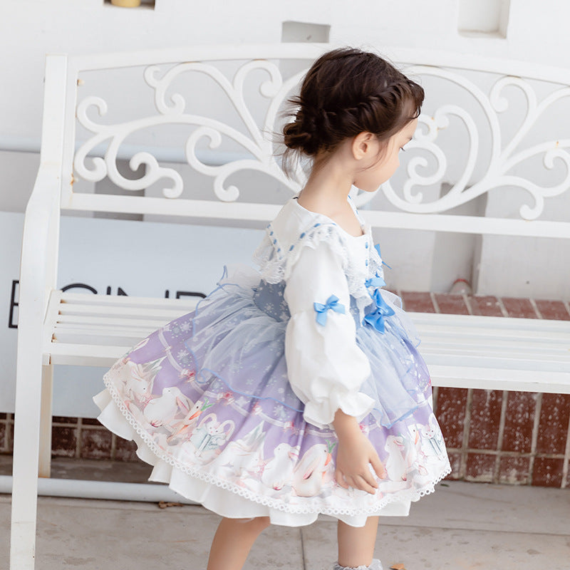 Toddler Princess Baby Girl Dress - Floral Lolita Round Neck Party Dress for Birthday, Photo Shoot & Special Occasions