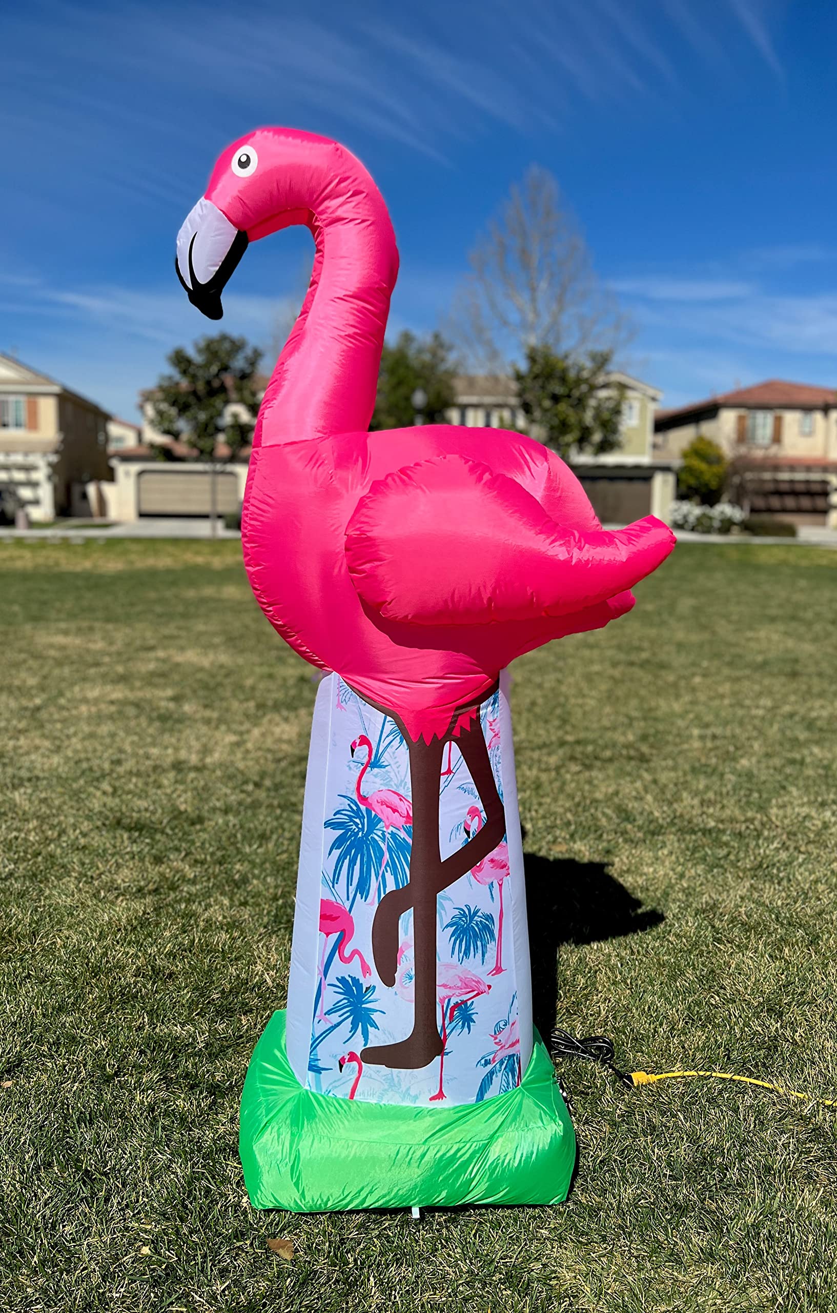 6 Foot Tall Inflatable Pink Flamingo & Palm Tree with Monkey - Summer Party Decorations Bundle for Pool Party, Beach Theme, Luau, Backyard BBQ & Tropical Events