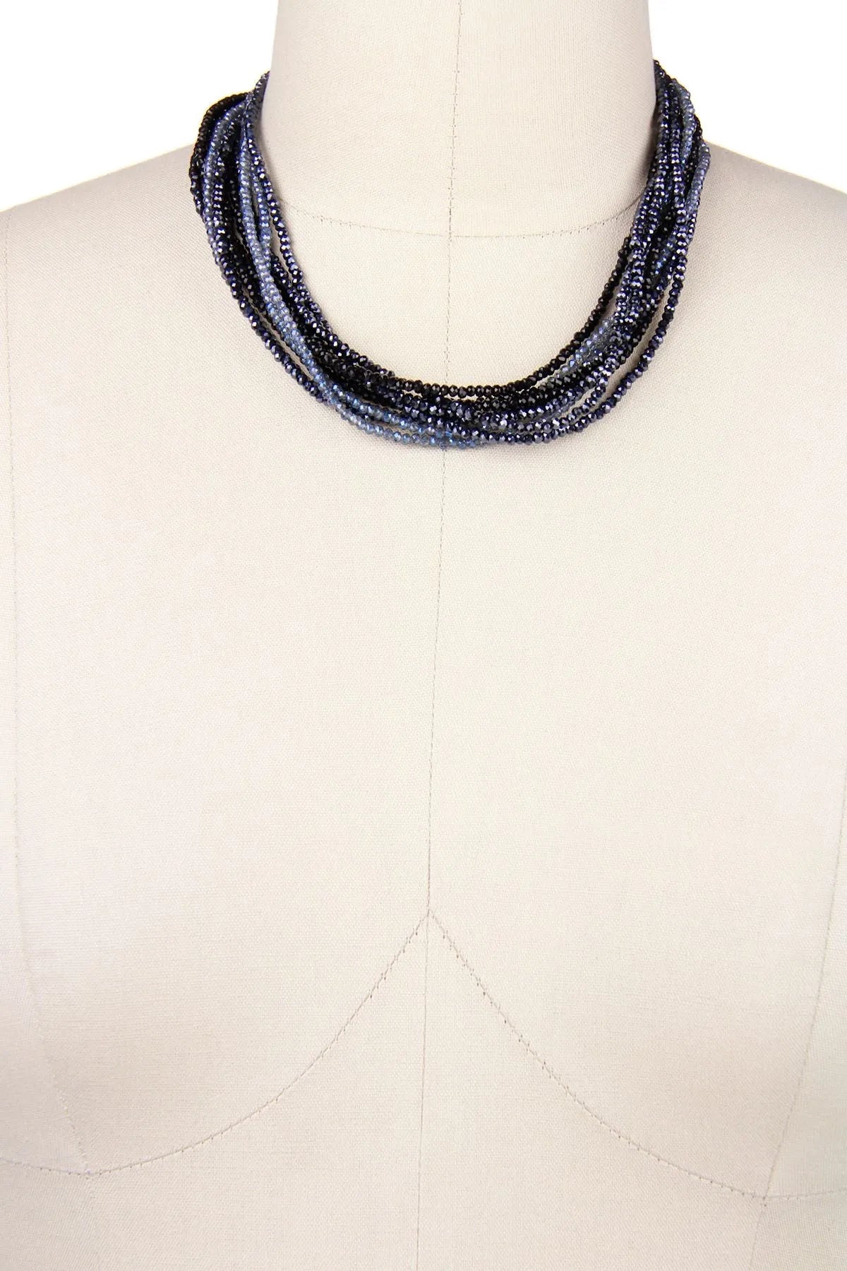 Multi Strand Crystal Ombre Necklace for Women - Elegant Layered Beaded Choker with Gradient Colors | Perfect for Parties, Weddings & Date Nights