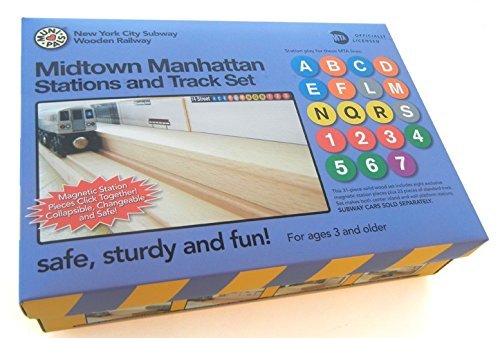 Munipals New York City Subway Wooden Railway Toy Set - Midtown Manhattan Stations & Tracks | Child-Safe, Non-Toxic, ASTM Certified | Perfect for Kids' Pretend Play & Train Enthusiasts