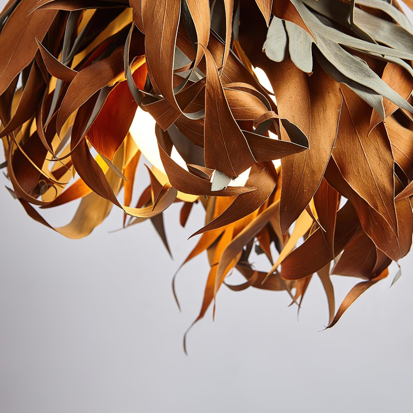 Handmade Dried Branch Leaf Pendant Light - Natural Boho Chandelier for Living Room, Bedroom & Dining Room Decor
