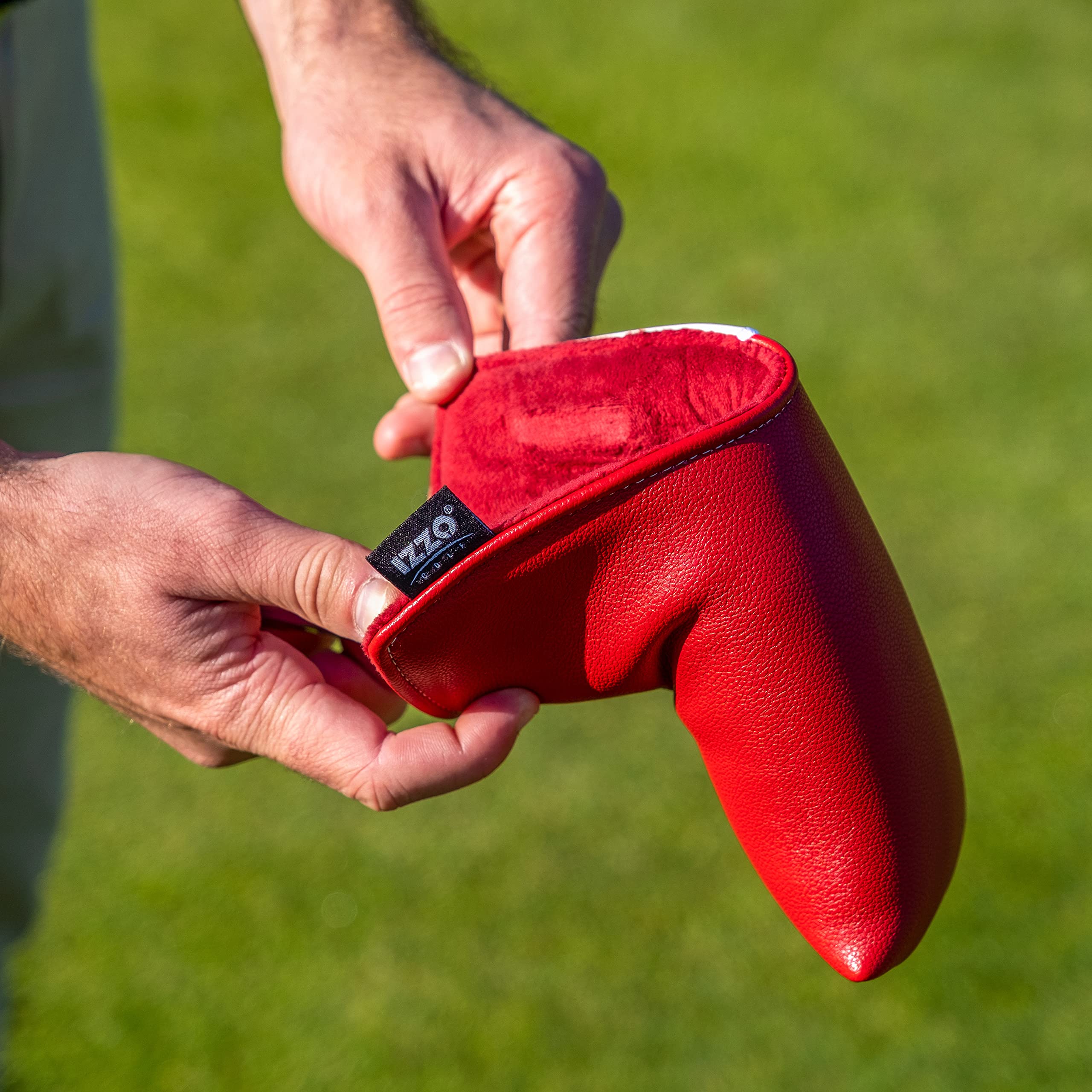 IZZO Golf Blade Putter Headcover - Premium Mallet Putter Cover in Maroon/White | Blade Style Head Cover for Golf Clubs | Perfect for Course Play & Practice Sessions