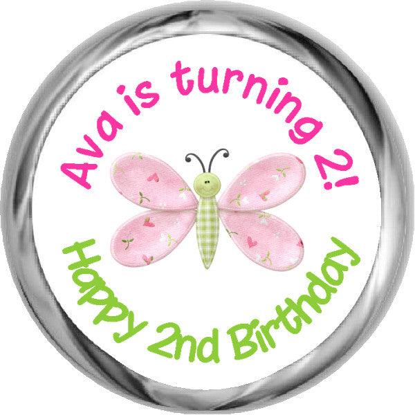 Personalized HERSHEY KISSES Candy with Pink Butterfly Design - Perfect for Birthday Parties, Baby Showers & Wedding Favors