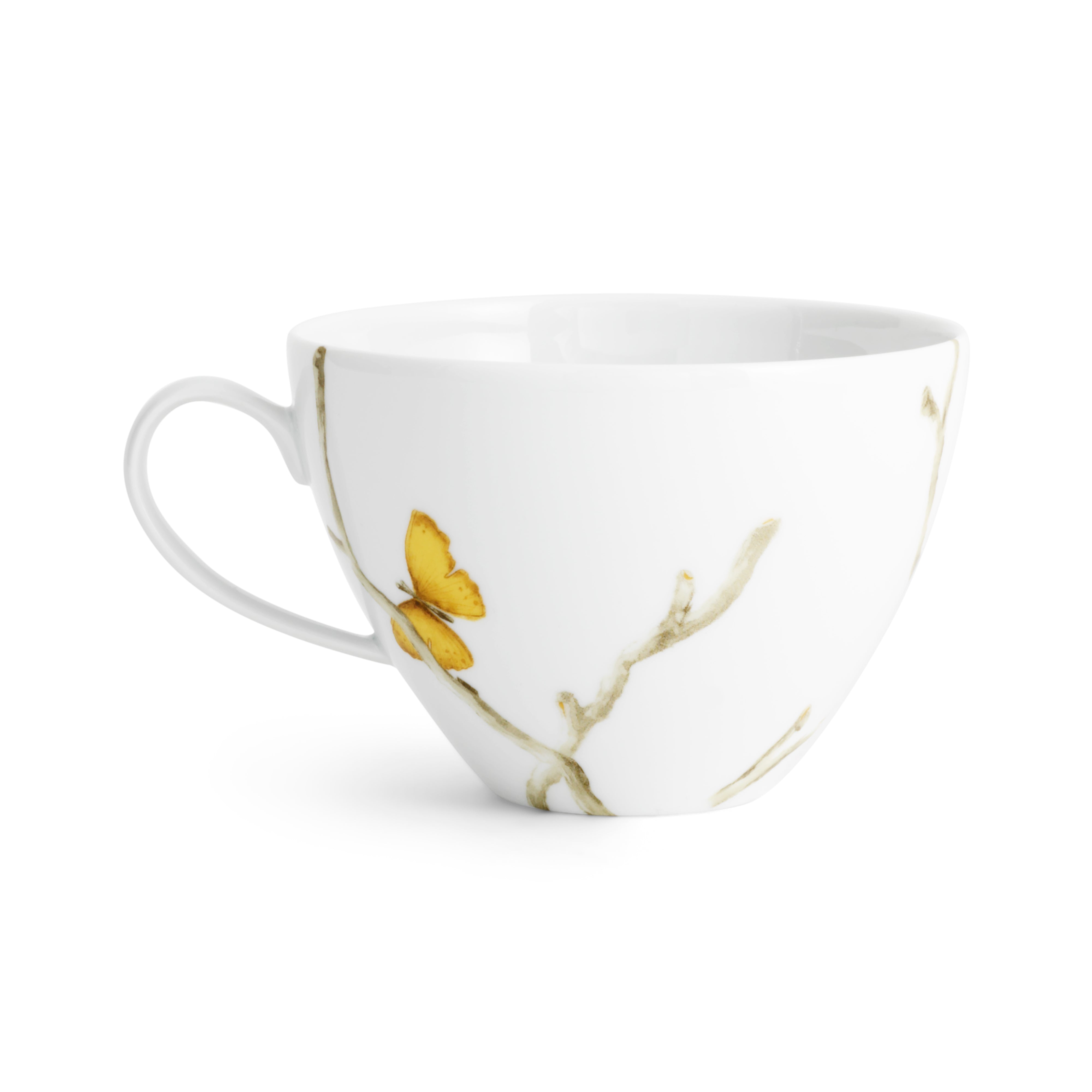 Butterfly Ginkgo Breakfast Cup - Ceramic Coffee Mug with Lid - Perfect for Morning Tea, Coffee, or Smoothies - Ideal for Home, Office, or Gifts