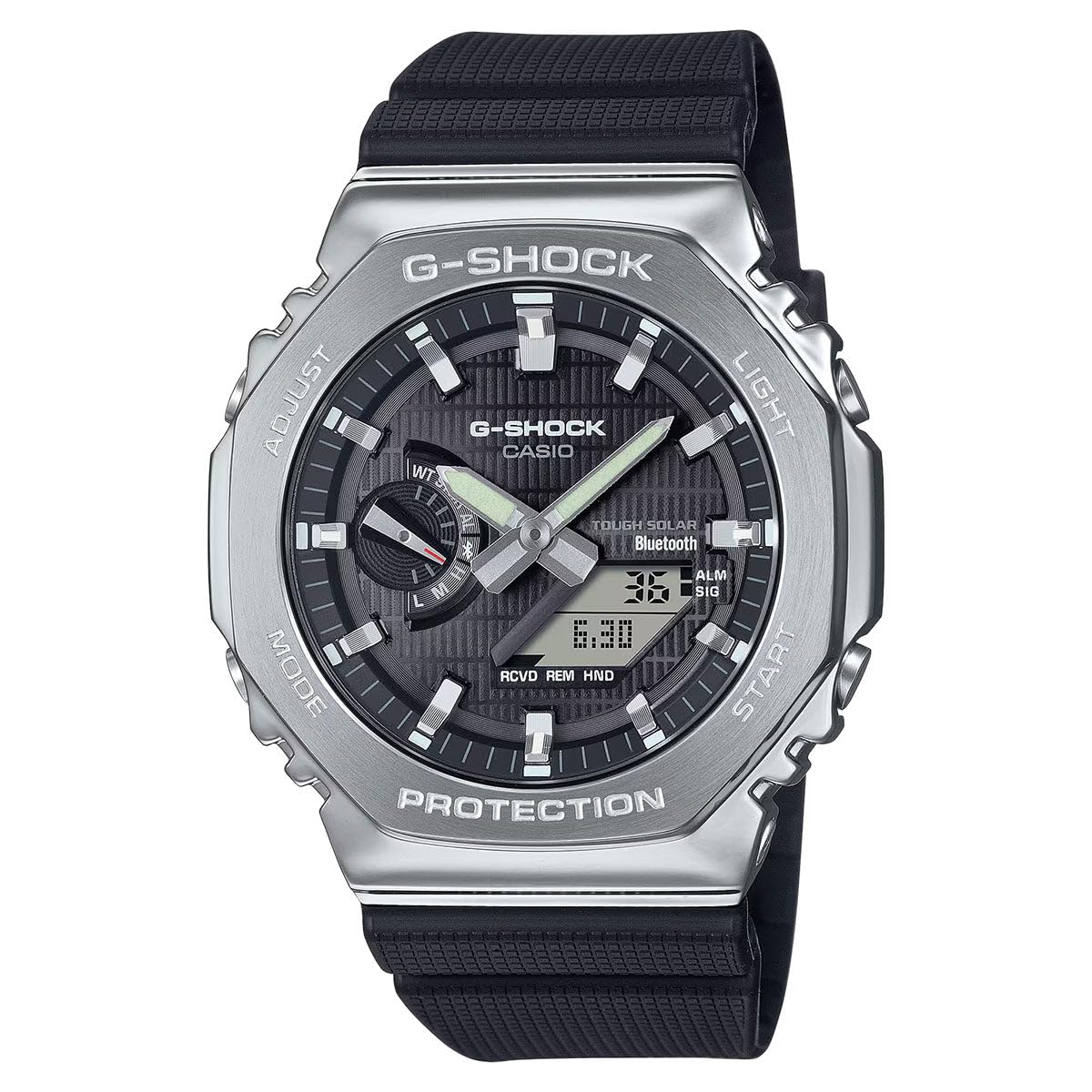 G-Shock Casio G-Steel Solar Connected Black Dial Black Resin Strap Watch - GBM2100-1A | Shock-Resistant Smartwatch with Solar Power for Outdoor Sports, Hiking & Daily Wear
