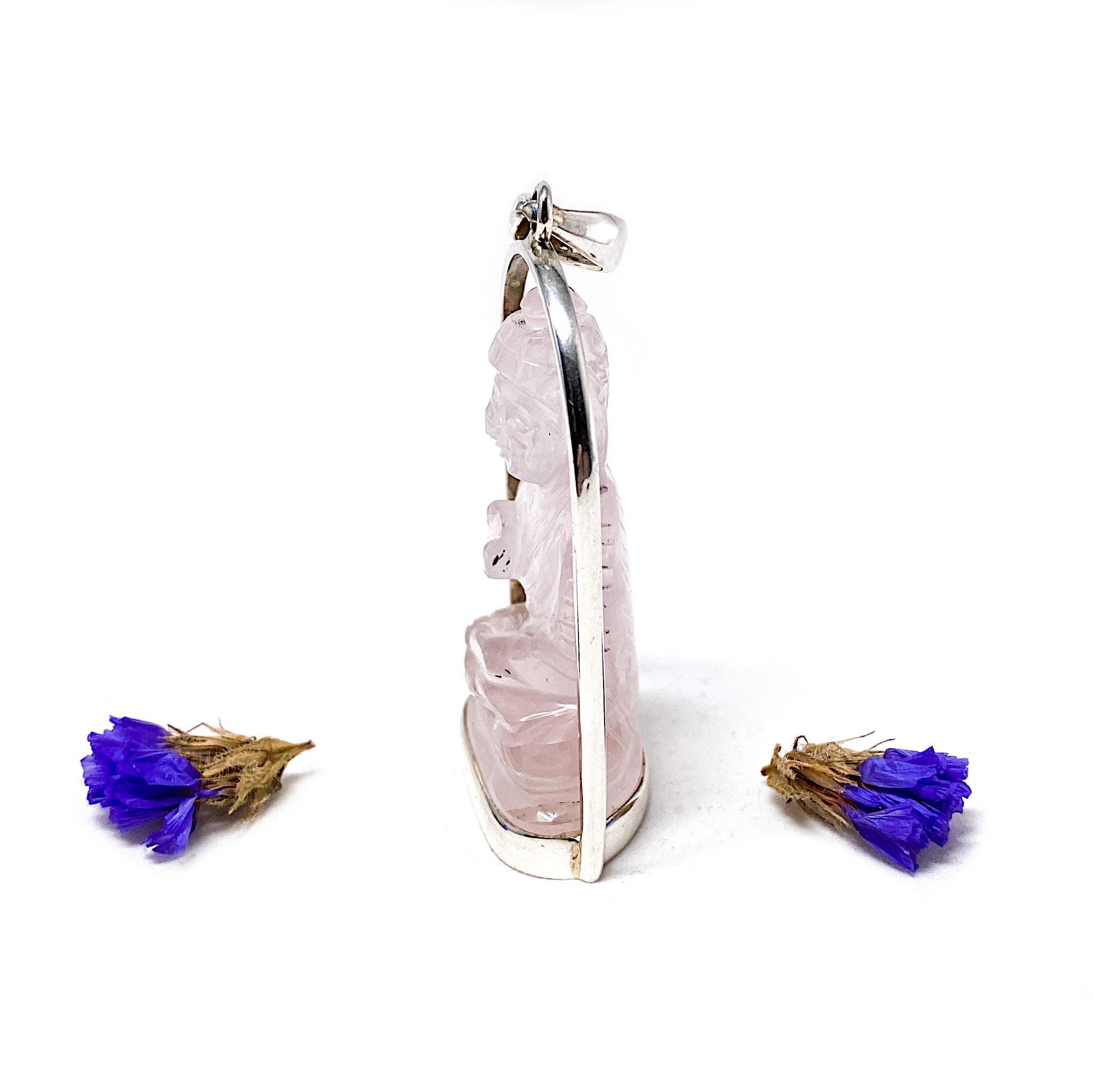 Rose Quartz Buddha Pendant Necklace - Natural Healing Stone Jewelry for Meditation, Spiritual Protection & Positive Energy - Perfect for Yoga, Mindfulness & Gift Giving