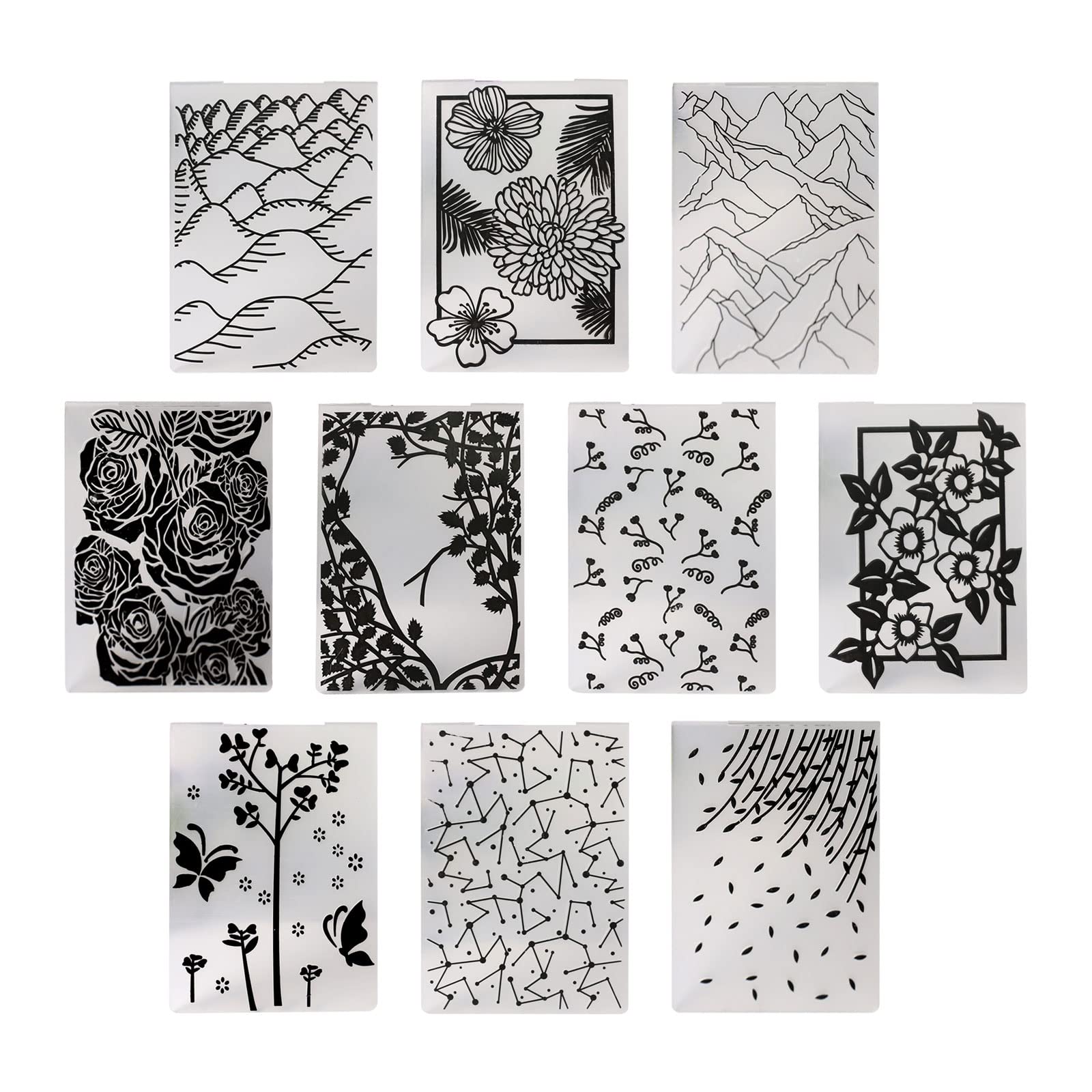 10pcs Embossing Folders Set - DIY Card Making Stencils for Scrapbooking, Photo Albums & Paper Crafts | Embossing Machine Templates & Decorating Molds | Perfect for Gift Cards, Wedding Invitations & Home Decor Projects