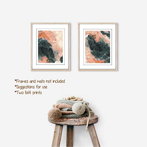 Abstract Art Prints - Modern Contemporary Wall Decor Set of 2 (11x14 Inches) - Unframed Canvas Posters for Living Room, Bedroom & Office Decor