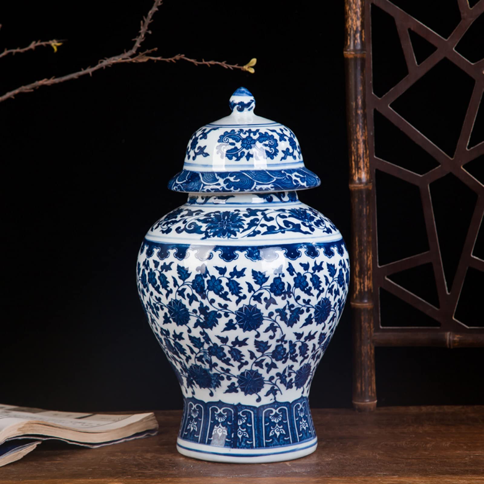 Exquisite Ming Style Floral Porcelain Temple Ginger Jar Vase - 12