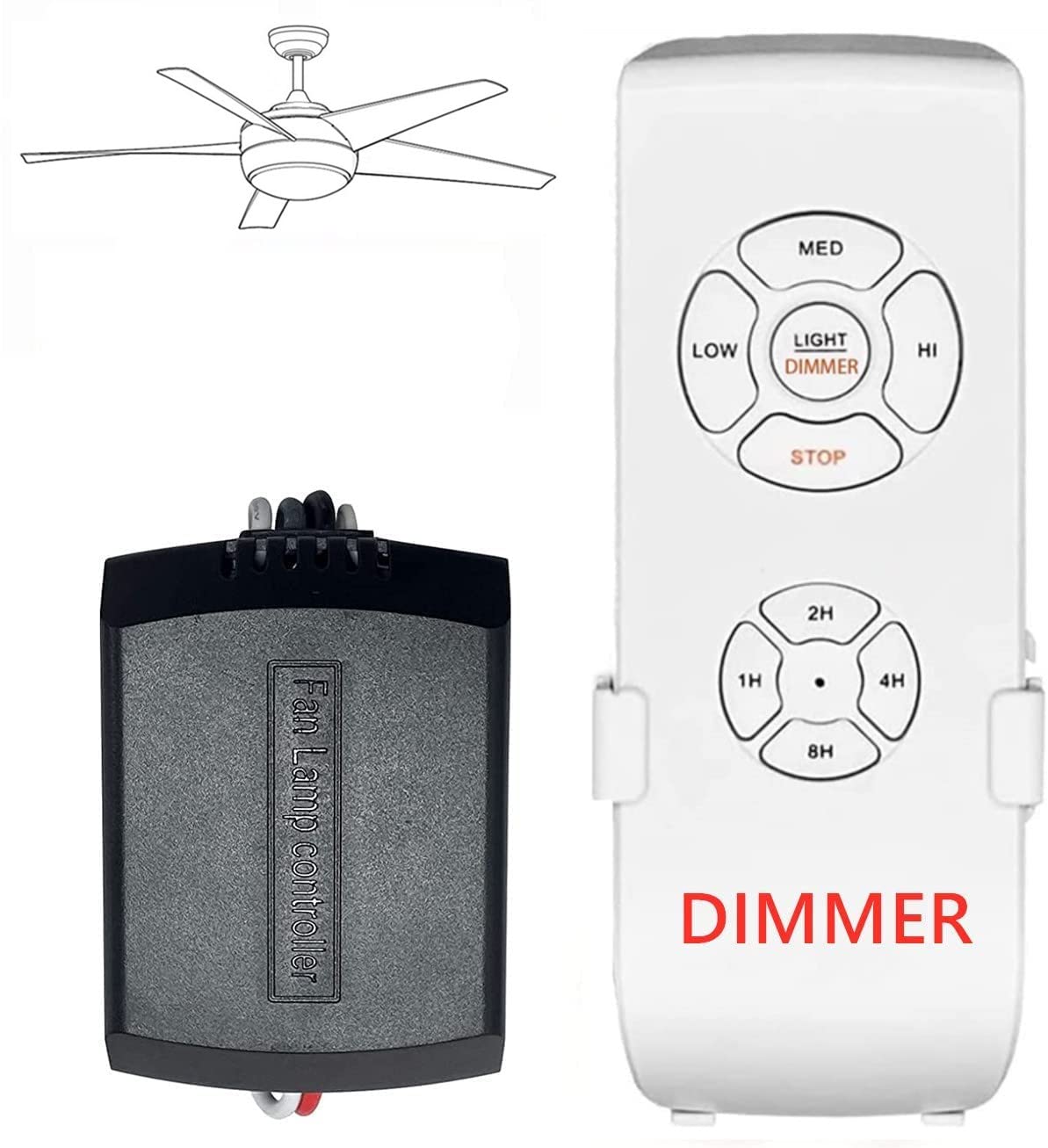 Nexete Universal Ceiling Fan Remote Control Kit - Wireless Light Dimmer, Timer & Fan Speed Controller with Small Receiver for Hampton Bay, Harbor Breeze, Hunter Fans (1-Pack) - Perfect for Bedroom, Living Room & Office