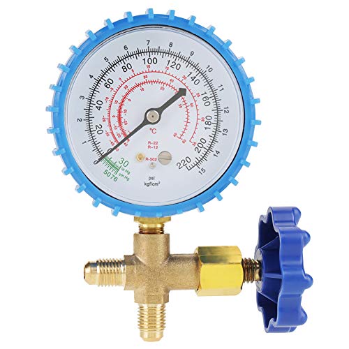 Professional 220psi Air Conditioning Manometer Gauge - HVAC Refrigerant Pressure Tool for R410A, R22, R134A, R404A | Perfect for AC Line Repair & Maintenance