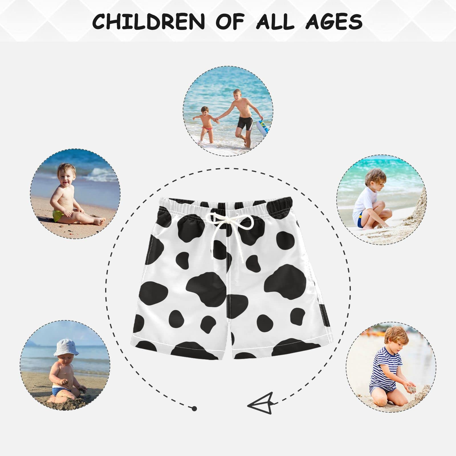 **JUDIAN Boys Swim Trunks - Quick Dry Cow Print Swim Shorts for Toddlers & Kids | Beach, Pool & Water Play Outfit**    *Optimized for Google SEO with keywords like 