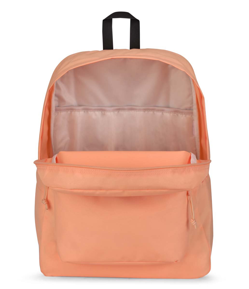 JanSport SuperBreak Plus Backpack - Lightweight Laptop Backpack for School & Travel, Durable Peach Neon Color, Perfect for College Students & Commuters | Water-Resistant & Spacious Design