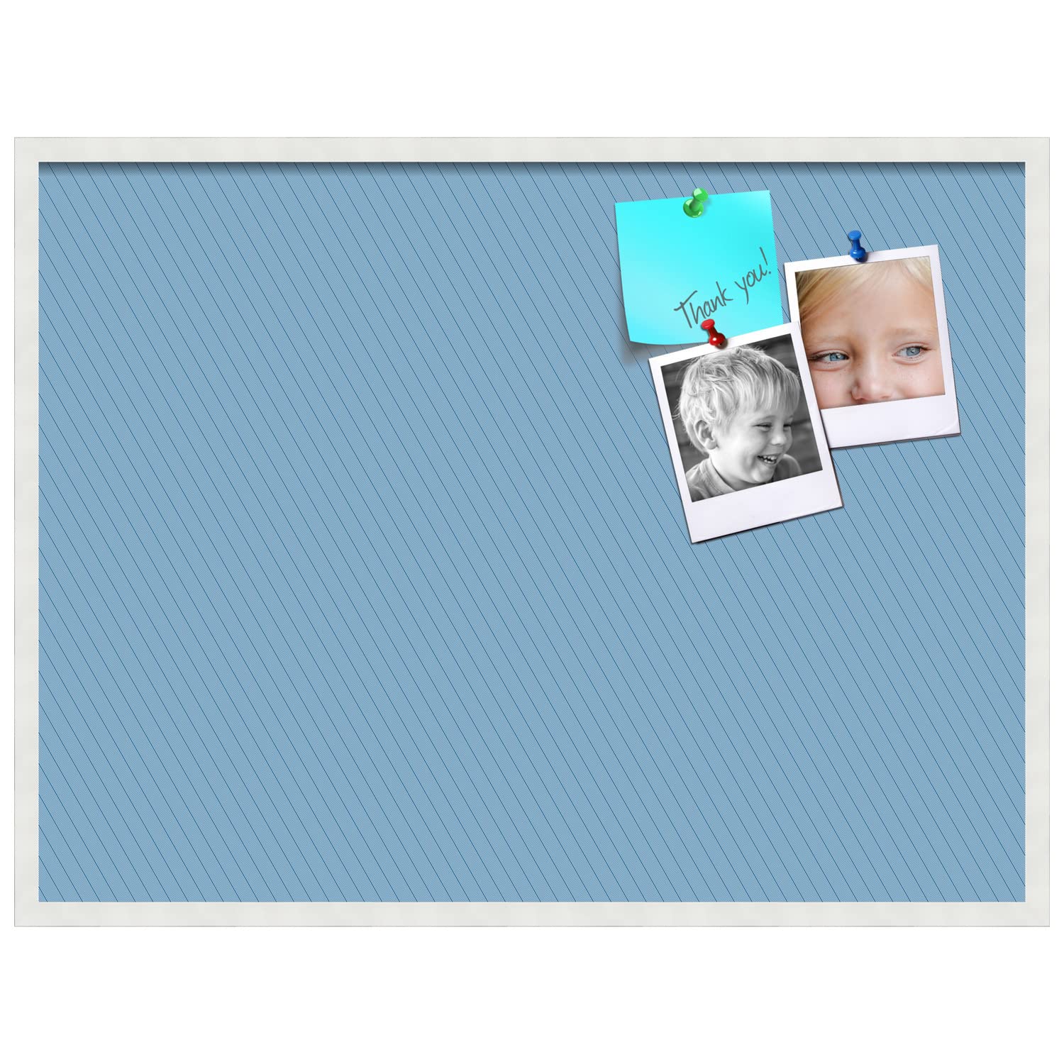 PinPix 40x30 Inch Cork Bulletin Board with Navy Stripes & White Frame - Wall Mounted Memo Board for Home Office Decor, School Classroom, Dorm Room Organization & Message Display (PinPix-1673)