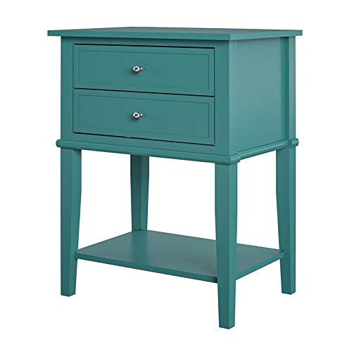 Ameriwood Home Franklin Accent Table with 2 Drawers - Emerald Green Finish | Perfect for Living Room, Bedroom, or Office Storage & Decor
