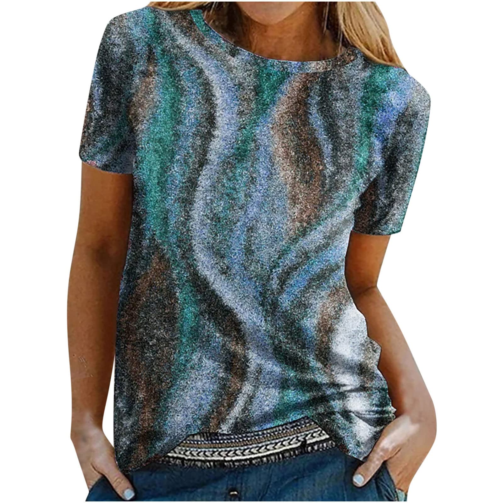 Women's Vintage Summer Crewneck T-Shirts - Casual Fitted Short Sleeve Tee Tops for Ladies | Perfect for Beach Outings, Casual Wear & Everyday Comfort