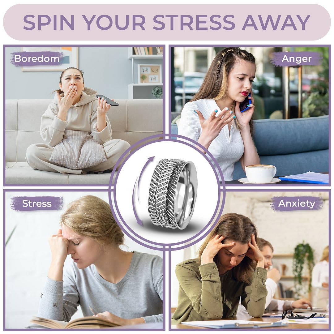 925 Sterling Silver Mom Spinner Ring for Women - Elegant Spinning Jewelry Gift for Mother's Day, Birthday & Anniversary | Perfect for Everyday Wear, Special Occasions & Gift Giving