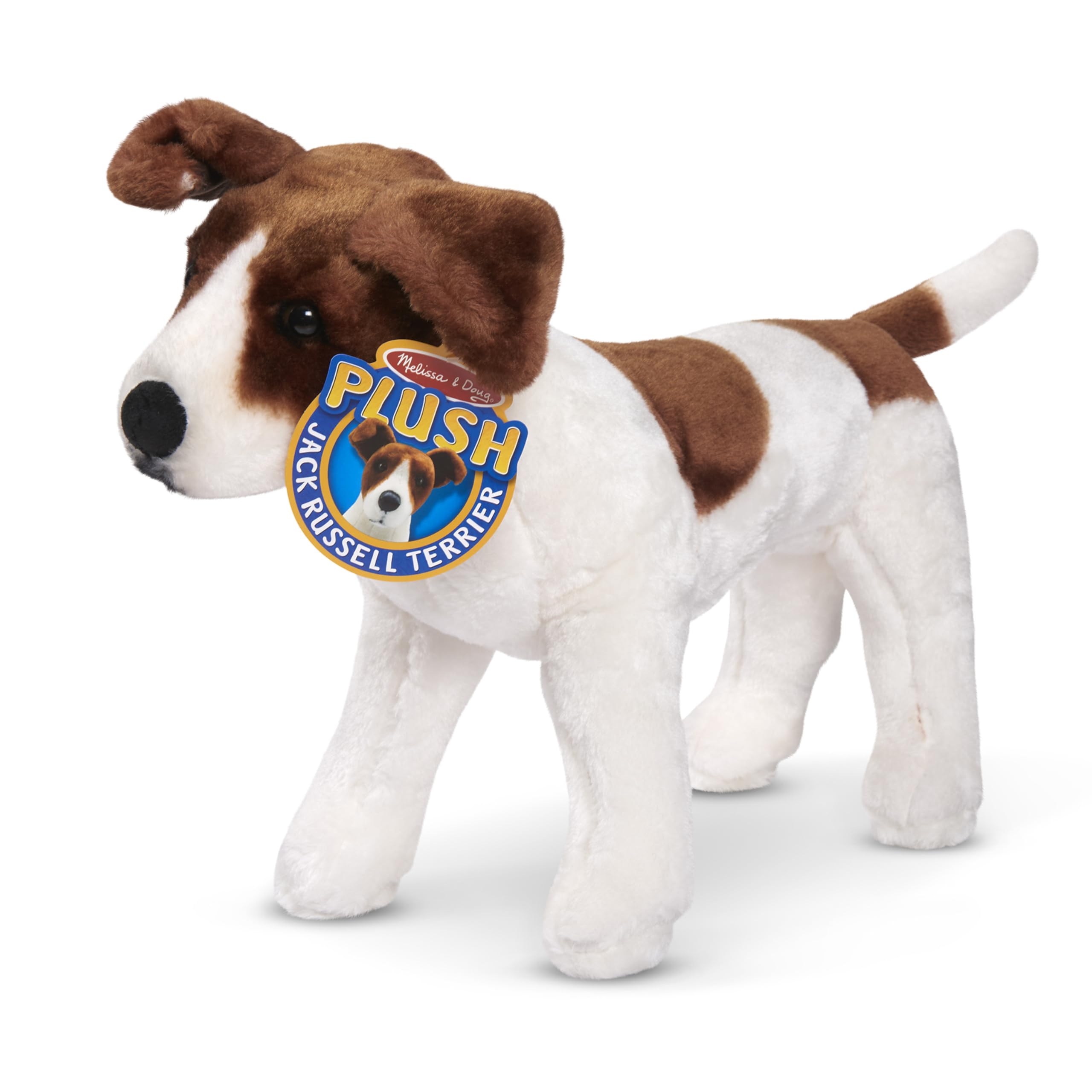 Melissa & Doug Giant Jack Russell Terrier Plush Toy - 12+ Inch Lifelike Stuffed Animal Dog for Kids, Soft & Cuddly Pet Companion - Perfect for Playtime, Nursery Decor & Gift Giving
