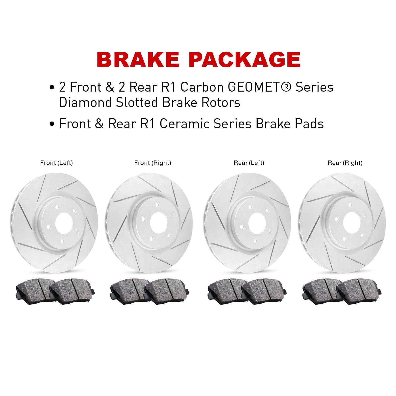 R1 Concepts Premium Ceramic Front & Rear Brake Pads and Rotors Kit - Compatible with 2010-2011 Ford Ranger | High-Performance Braking for Daily Commute & Off-Road Adventures