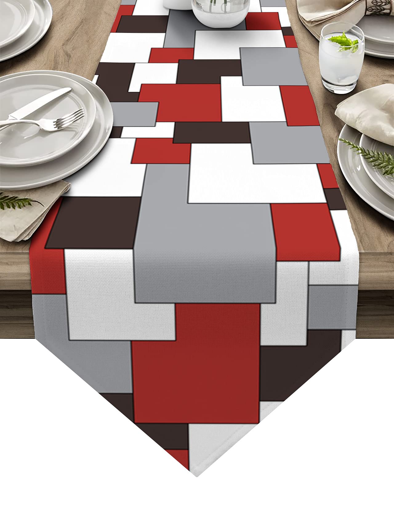 Medieval Table Runner 18x72 Inch - Machine Washable Abstract Geometric Red Art Texture Fabric Decor for Home, Kitchen, Wedding, Birthday & Baby Shower Party Supplies | Perfect for Rustic Dining Tables, Holiday Decorations and Special Event Centerpieces
