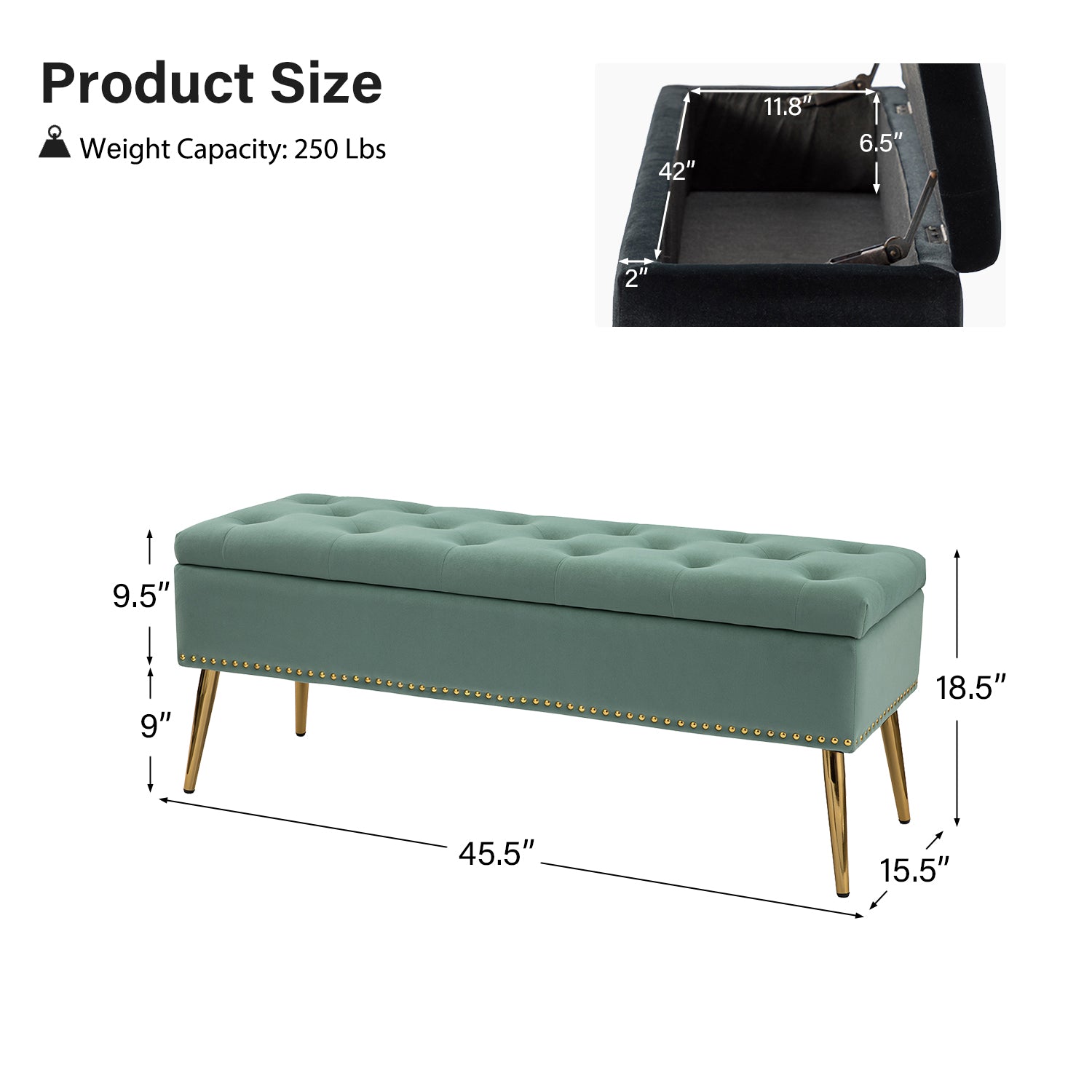 Lenore Upholstered Storage Bench with Cushion Seat - Modern Upholstered Ottoman for Bedroom, Living Room & Entryway - Multi-Functional Storage Furniture for Home Organization