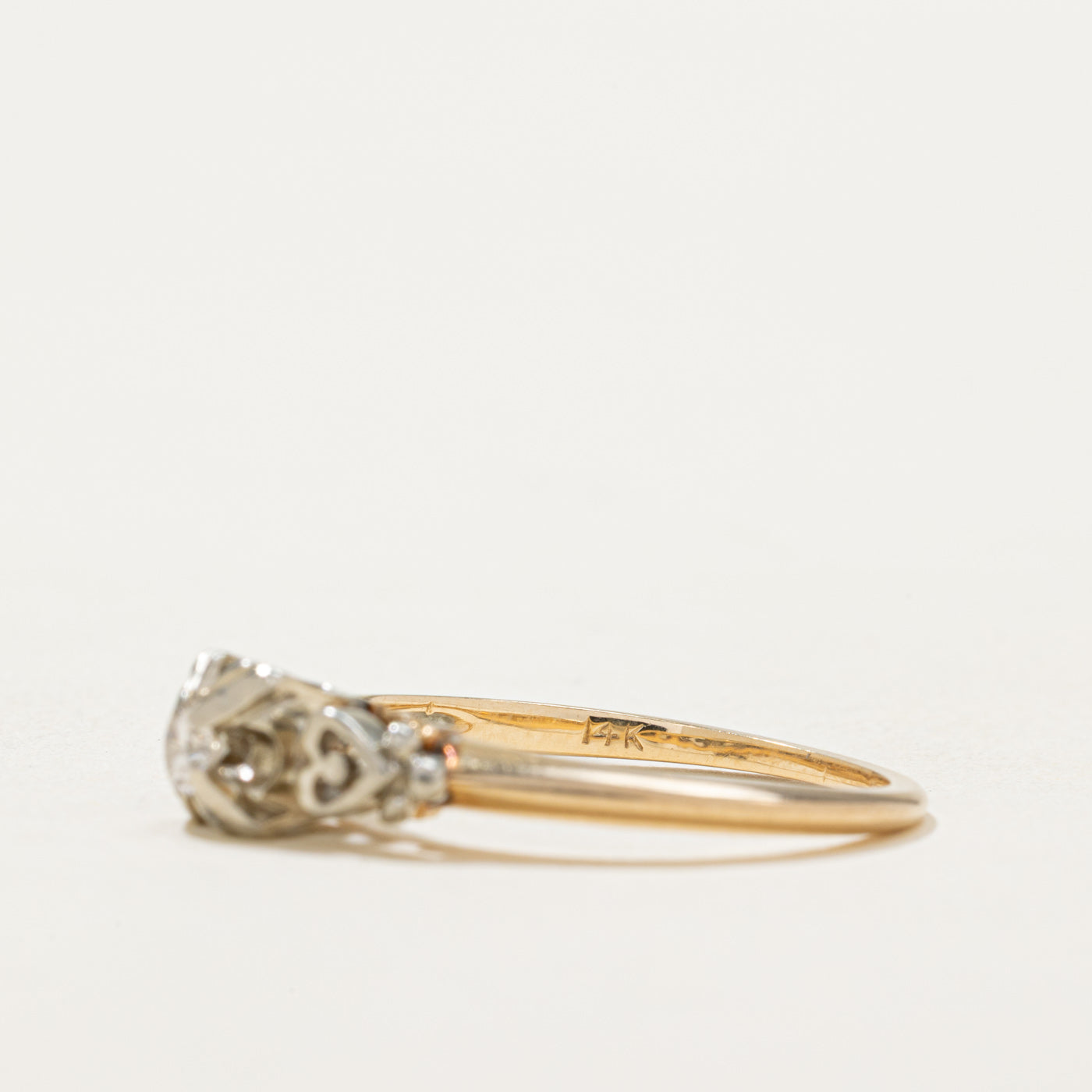 14K Two Tone Gold Diamond Heart Ring - 0.09ct Natural Diamond, Size 6, Dainty Jewelry for Women - Perfect for Valentine's Day, Anniversary Gifts & Romantic Occasions