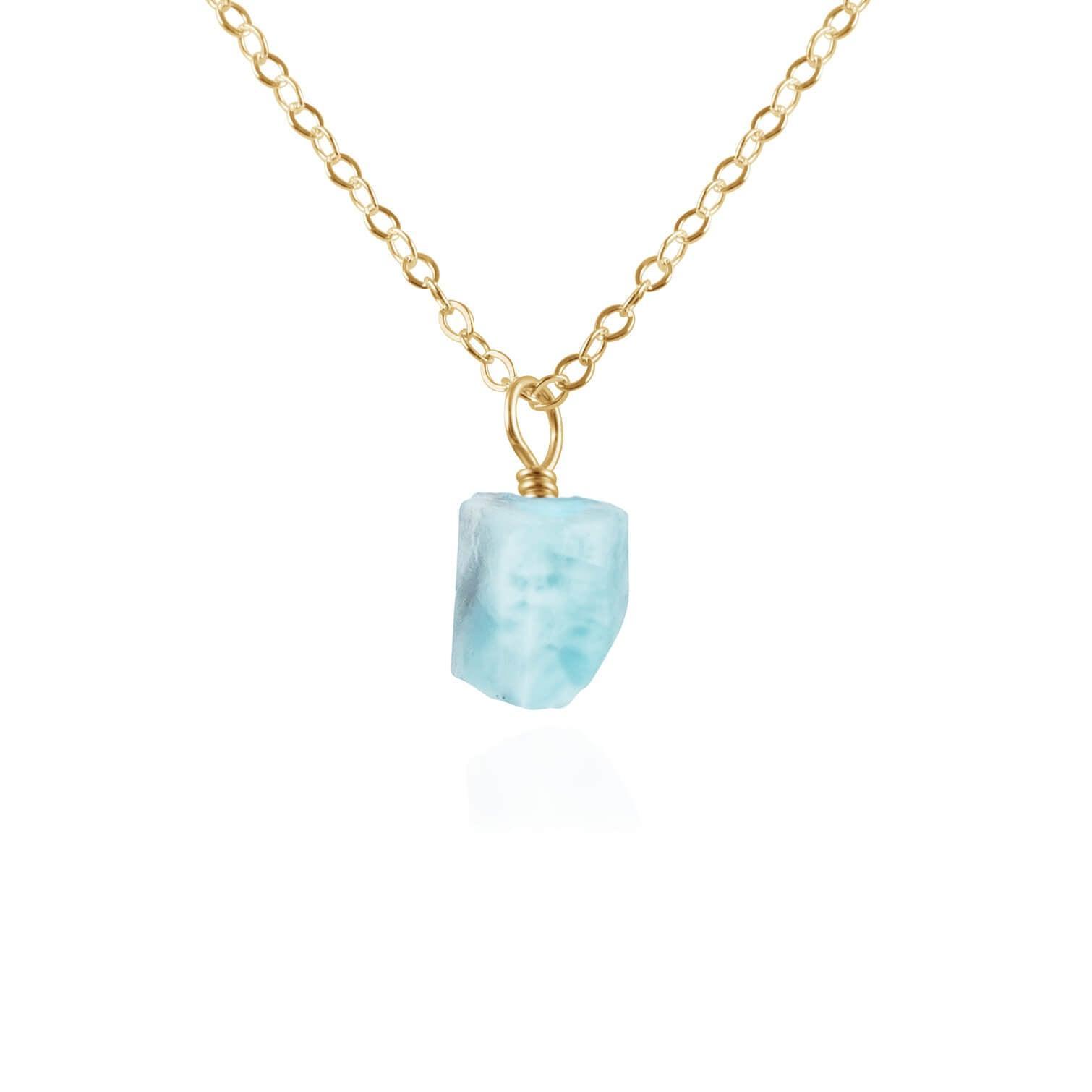 Natural Raw Larimar Pendant Necklace - Handmade Blue Gemstone Jewelry for Women - Perfect for Beach Vacations & Boho Fashion