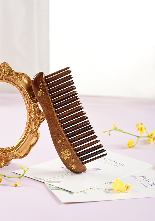 Premium Wooden Comb with Double Teeth - Natural Hair Detangler & Scalp Massager for Men & Women - Perfect for Daily Hair Care, Styling, and Relaxation at Home or Travel