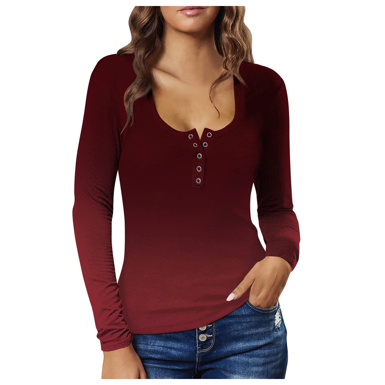 Trendy Women's Long Sleeve Plaid Print Casual Tunic Tops - Heart Print Round Neck Blouse for Everyday Wear, Office & Date Nights