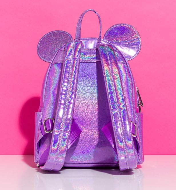 Loungefly Disney Minnie Mouse Crossbody Bag for Women - Sparkly Double Strap Purse - Perfect for Theme Parks, Shopping & Everyday Use