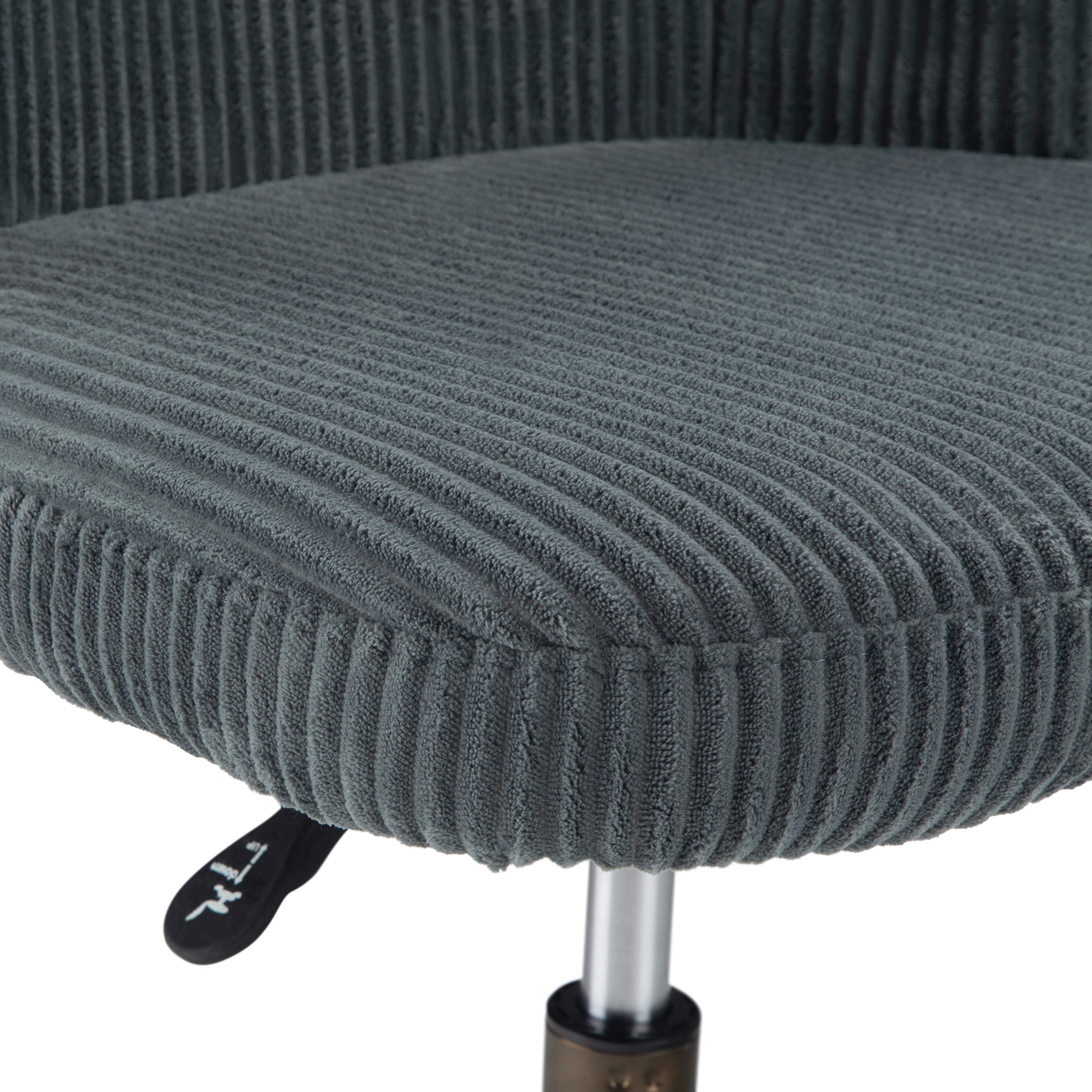 SIMPLIHOME Sheehan Swivel Adjustable Executive Office Chair - Grey Corduroy Fabric Ergonomic Desk Chair with Lumbar Support for Home Office, Study & Workspace - Modern Computer Chair for Long Hours Sitting