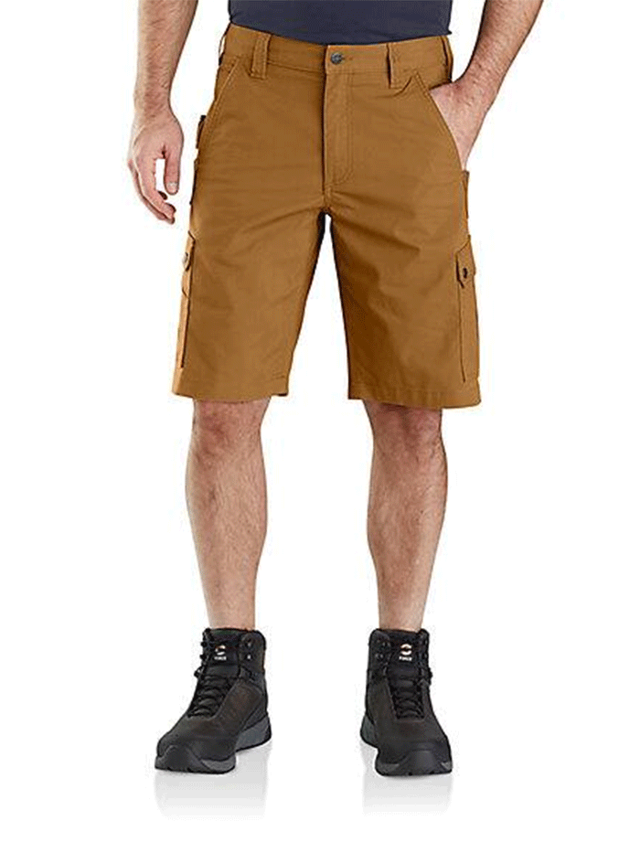 Carhartt 104727 BRN Men's Rugged Flex® Relaxed Fit Ripstop Cargo Work Shorts - Durable Brown Workwear for Construction, Landscaping & Outdoor Activities