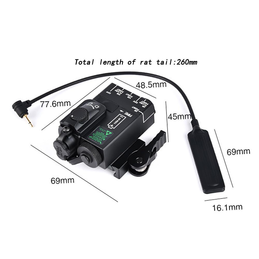 Metal DL-Mini Box Laser Sight with Quick Release Base Mount | IR + Red/Green/Blue Laser | Strobe/Constant Modes | Remote Pressure Switch | Fits 20mm Picatinny Rail (Green Laser) - Perfect for Tactical Shooting, Hunting & Airsoft