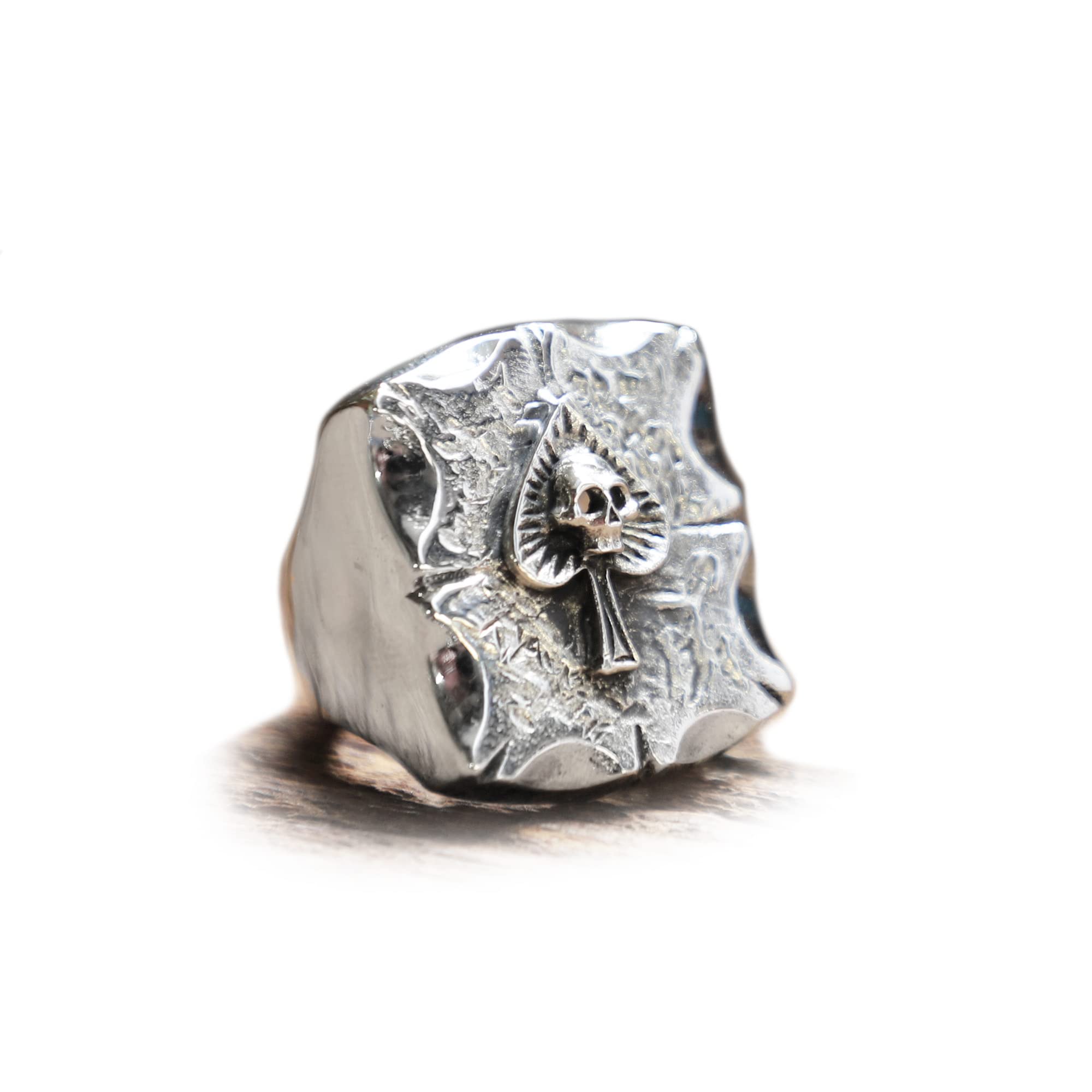 Ace Spades Skull Ring for Men - 925 Sterling Silver Biker Gothic Viking Jewelry - Perfect for Motorcycle Riders, Punk Fashion & Edgy Gift Giving