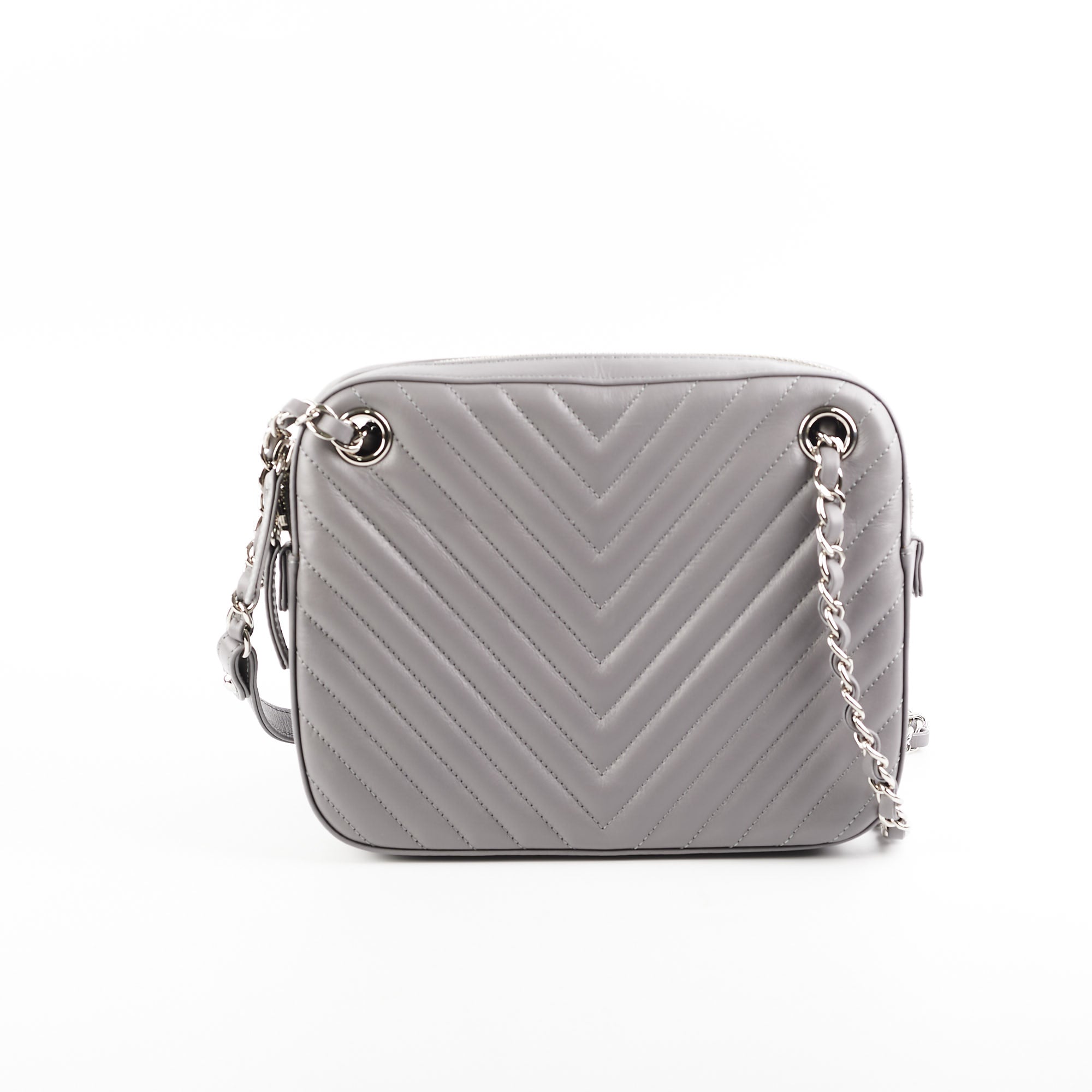 Chanel Quilted Navy & Chevron Grey Lambskin Shoulder Bag - Luxury Designer Handbag for Women | Perfect for Work, Evening Events & Travel Accessories