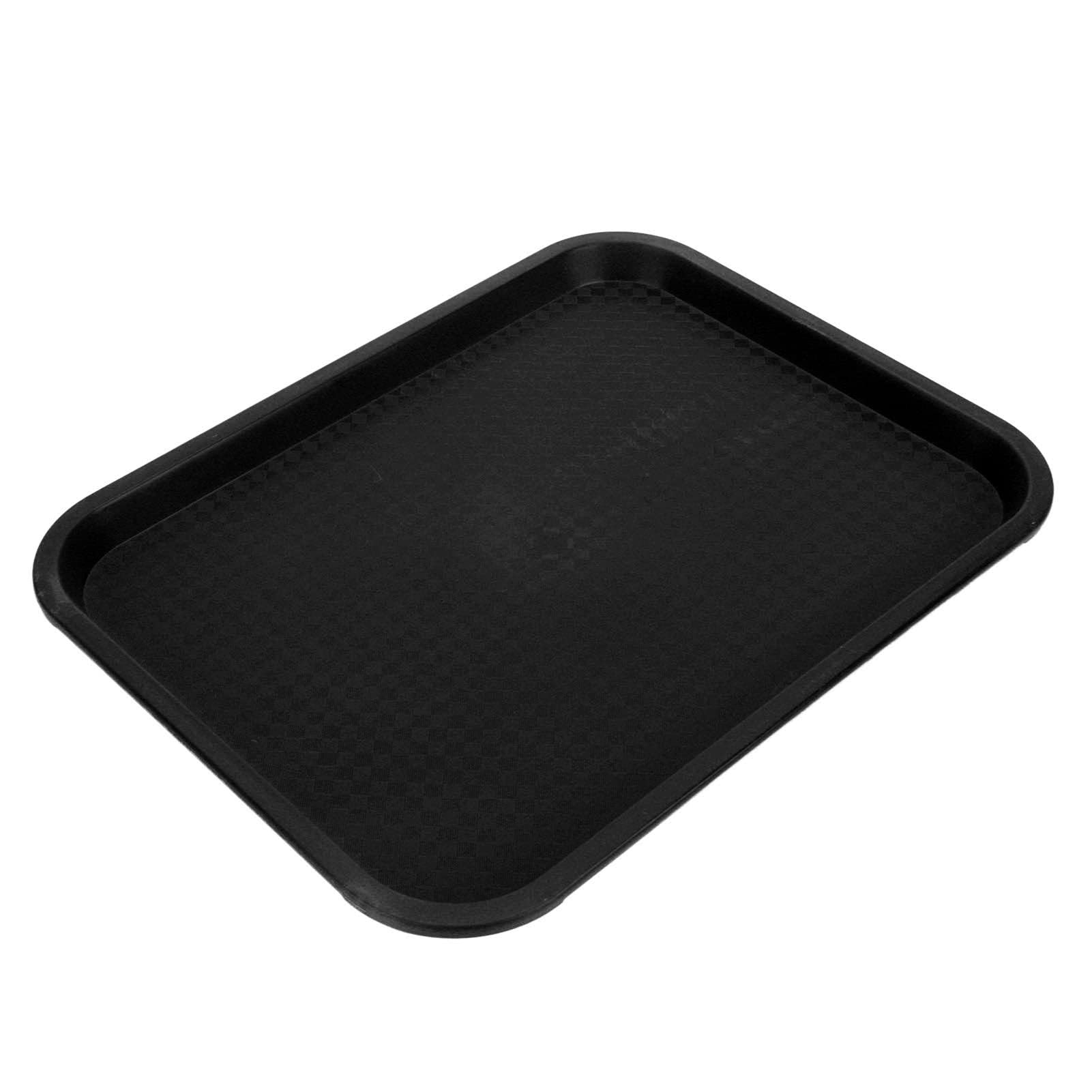 Multi-Purpose PP Thick Fast Food Serving Tray - Heavy Duty Restaurant & Canteen Food Tray for Customers (Black) - Ideal for Cafeterias, Buffets, and Fast Food Service