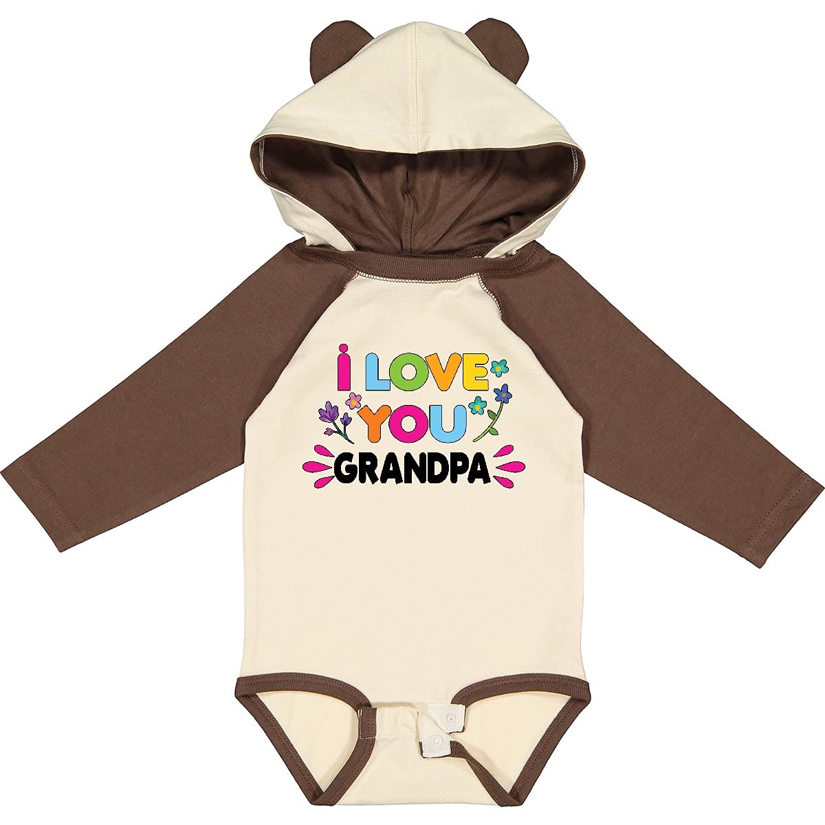 Inktastic I Love You Grandpa with Flowers Long Sleeve Baby Bodysuit - Perfect for Grandparents Day, Family Photos & Heartwarming Gifts