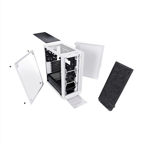 Meshify C White ATX Mid Tower PC Case - Clear Tempered Glass Window, High Airflow Design for Gaming & Workstation Builds - Perfect for RGB Showcases & High-Performance Cooling Systems