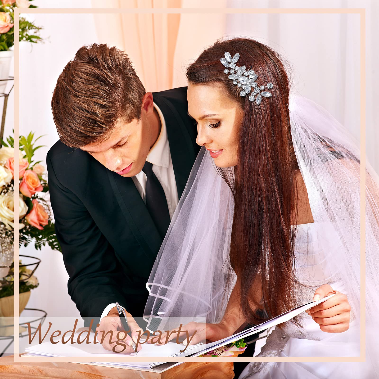 3 Pieces Rhinestone Silver Bridal Hair Combs - Crystal Wedding Hair Side Combs for Women and Girls - Perfect for Bridal Parties, Prom, and Formal Events