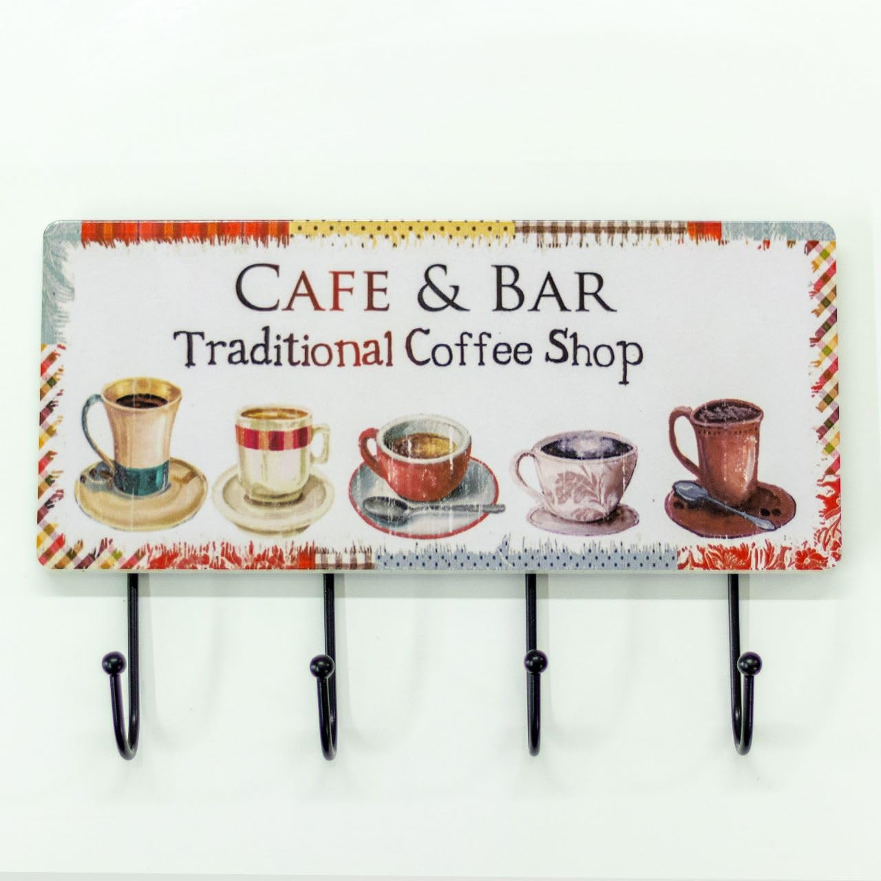 Bluebird Lifestyle Rustic Kitchen Organizer - Multi-Functional 4-Hook Wall Mount Holder for Utensils, Towels & Decor | Farmhouse Style Home Accessories for Kitchen, Bathroom & Entryway Organization