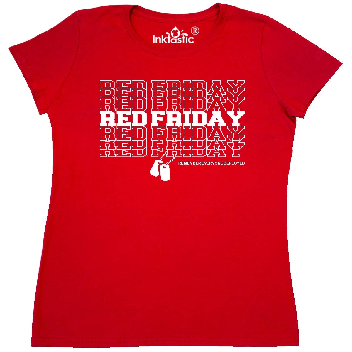 Inktastic Athletic Red Friday Dog Tags Women's T-Shirt - Comfortable Casual Tee for Dog Lovers, Military Appreciation & Everyday Wear