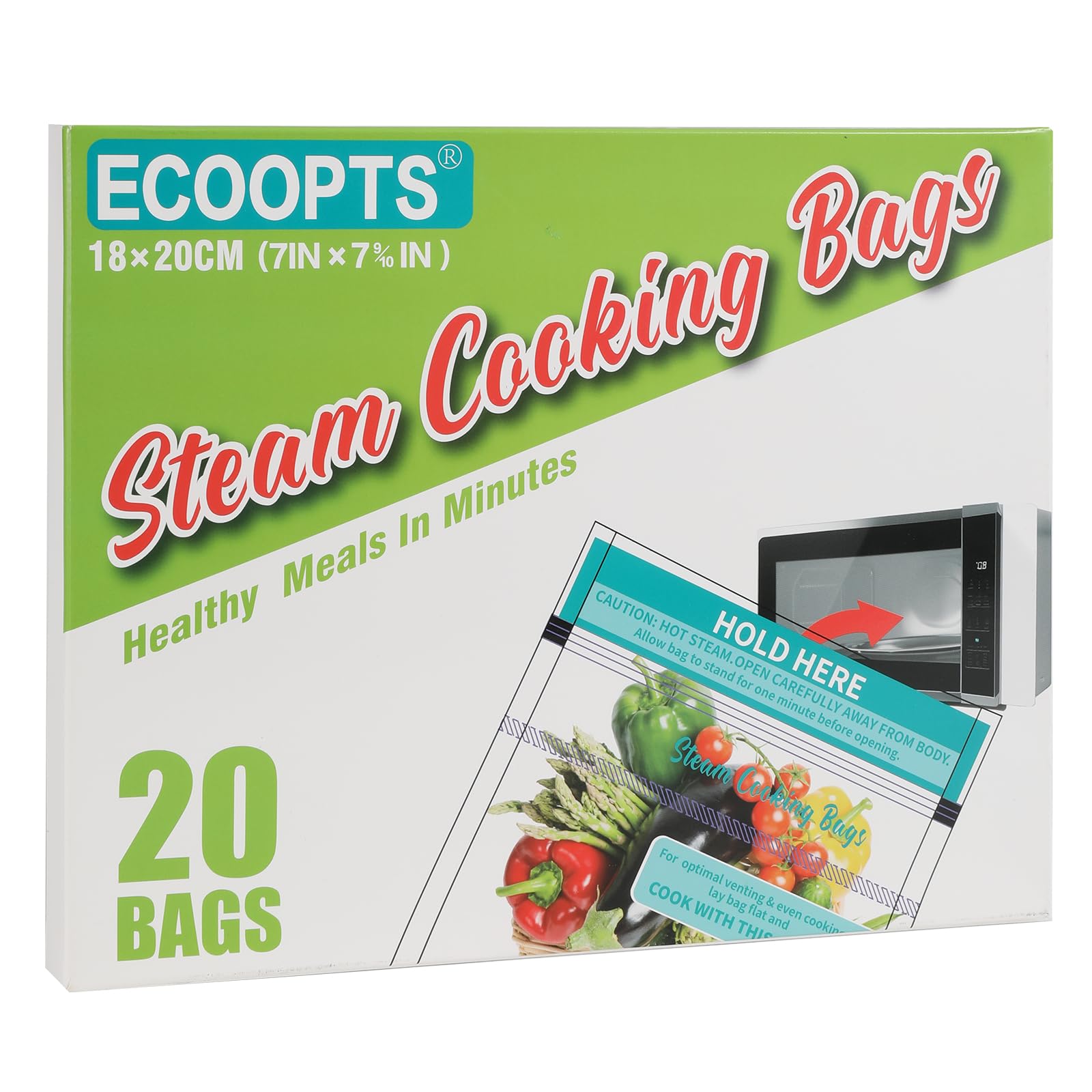 20-Pack Microwave Steaming Bags for Vegetables, Potatoes & Meat | Reusable Steam Cooking Bags | Healthy Meal Prep & Quick Cooking Solution for Busy Families