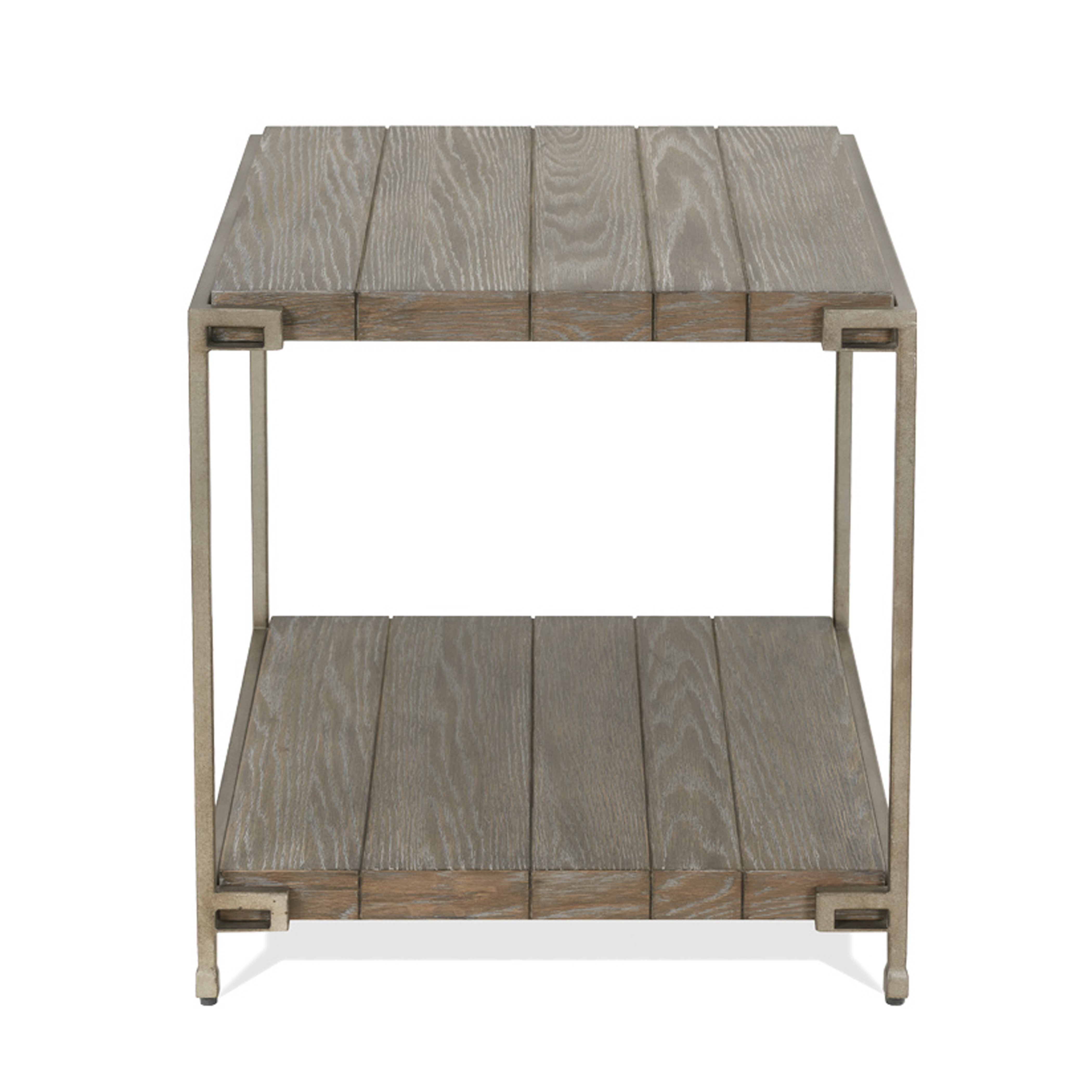 Roundhill Furniture Corbeta Metal Frame Wood End Table with Shelf - Aged Graphite Finish - Living Room Side Table, Nightstand, Bedroom Accent Table for Home Decor